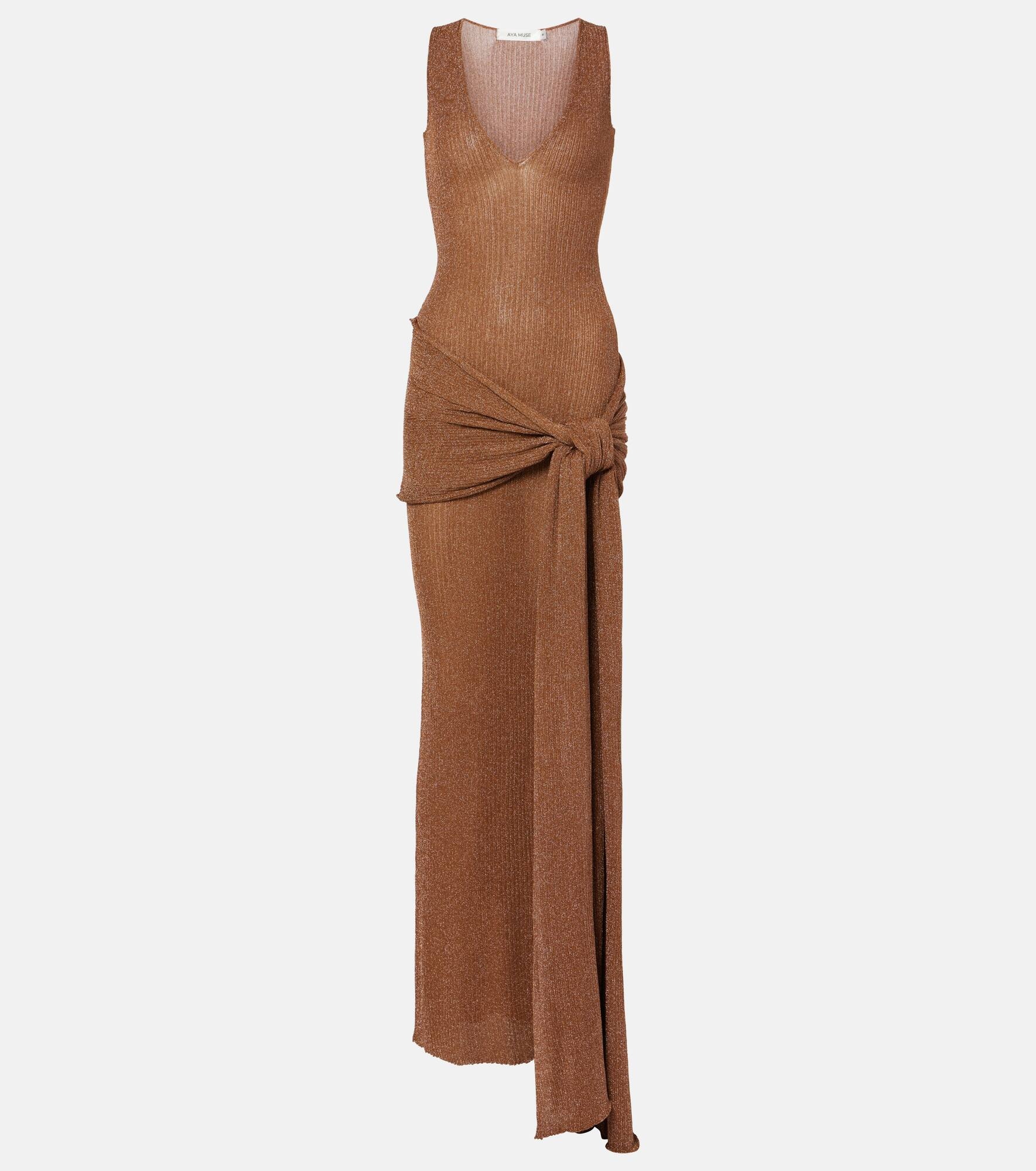 Alula belted lamé maxi dress - 1