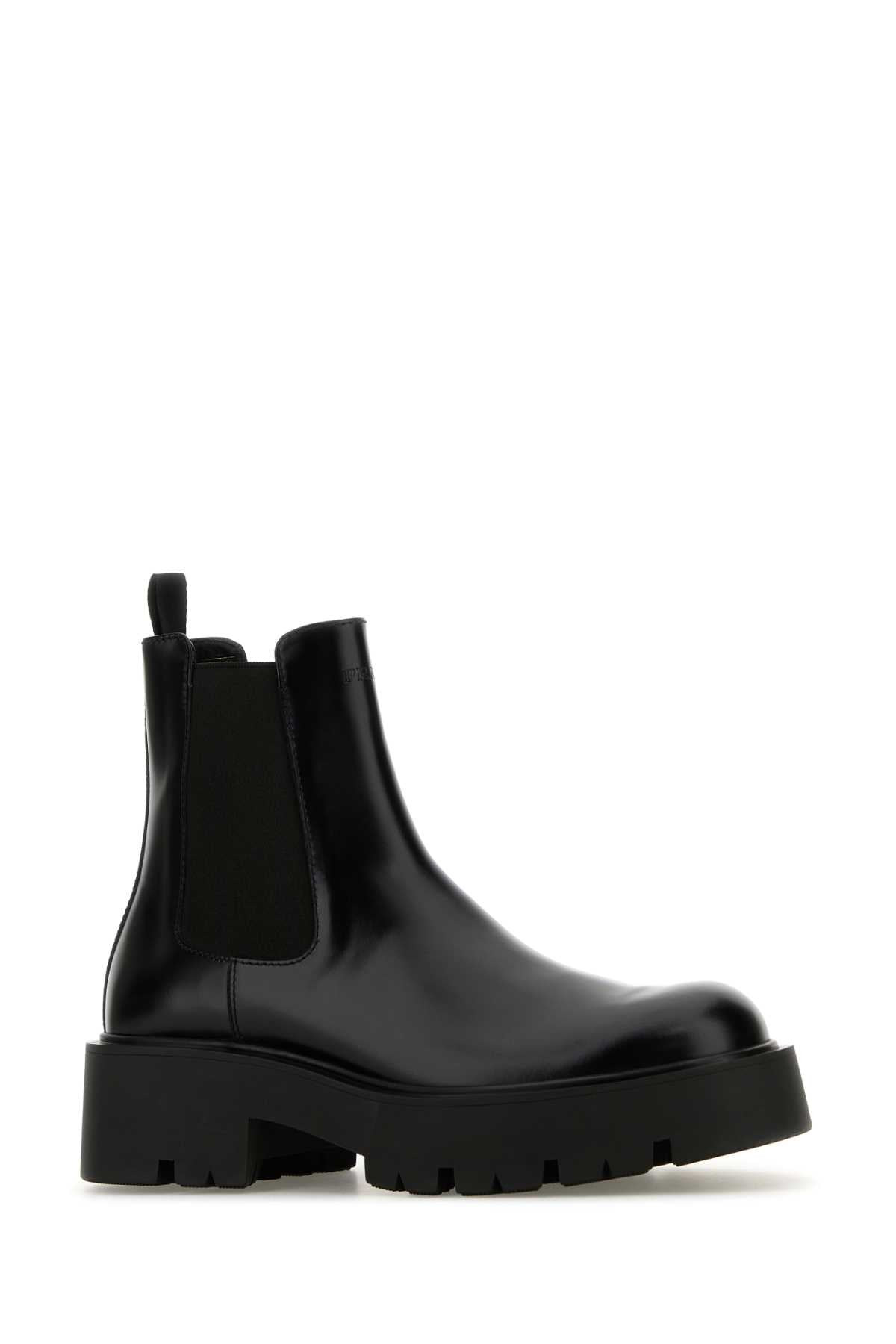 Prada Men Black Leather Ankle Boots - 2