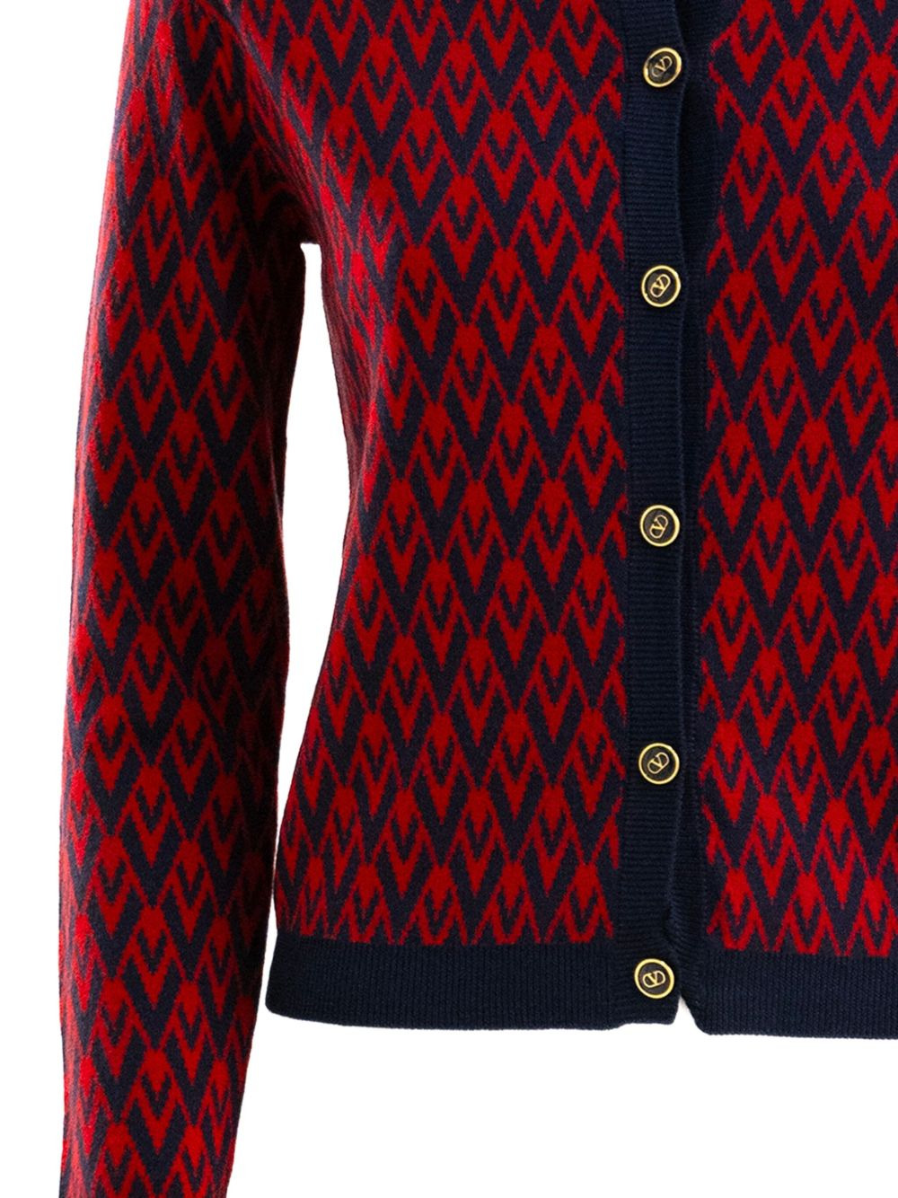 chevron-pattern ruffled cardigan - 3