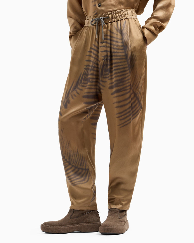 GIORGIO ARMANI DRAWSTRING TROUSERS IN PRINTED CUPRO outlook