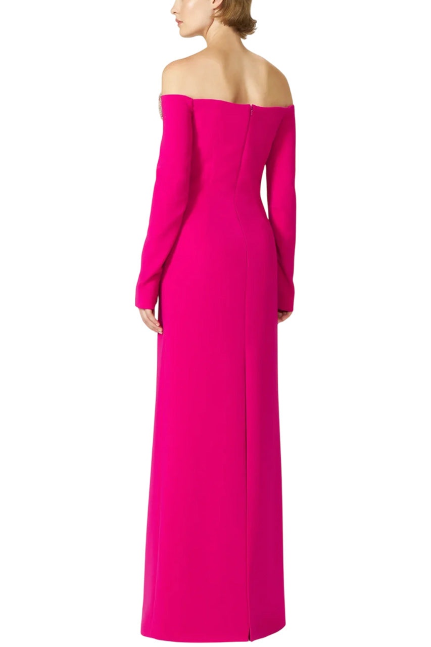 MELINE OFF-SHOULDER CREPE GOWN - 3