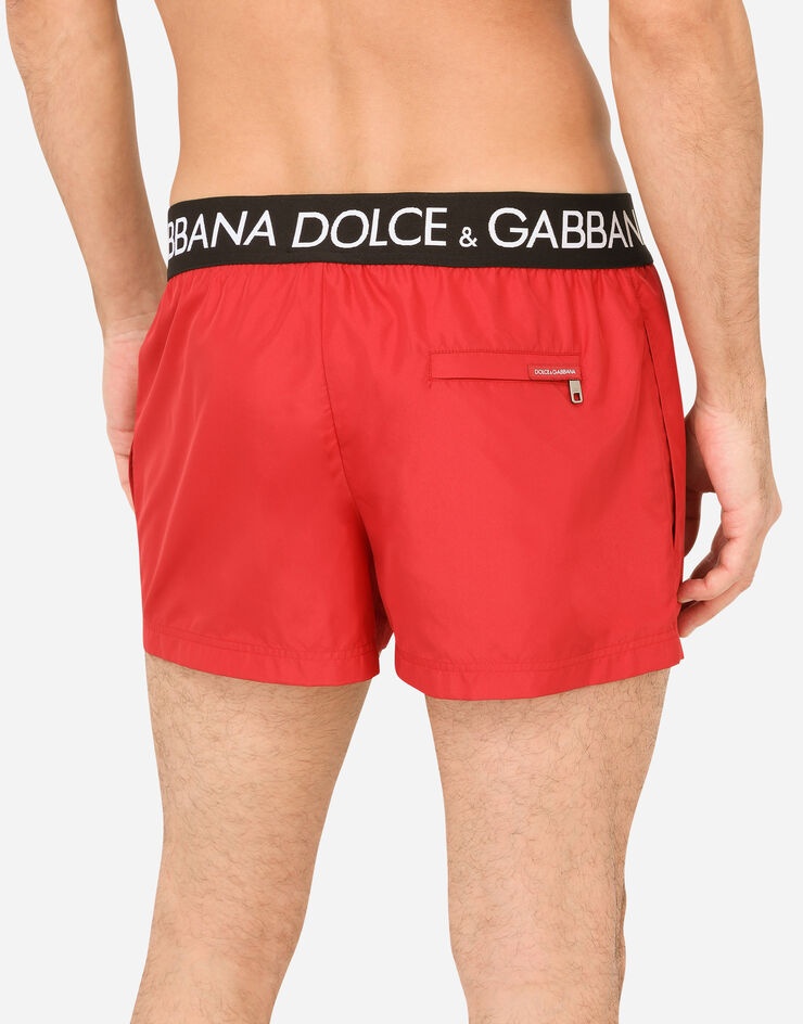 Short swim trunks with branded stretch waistband - 5