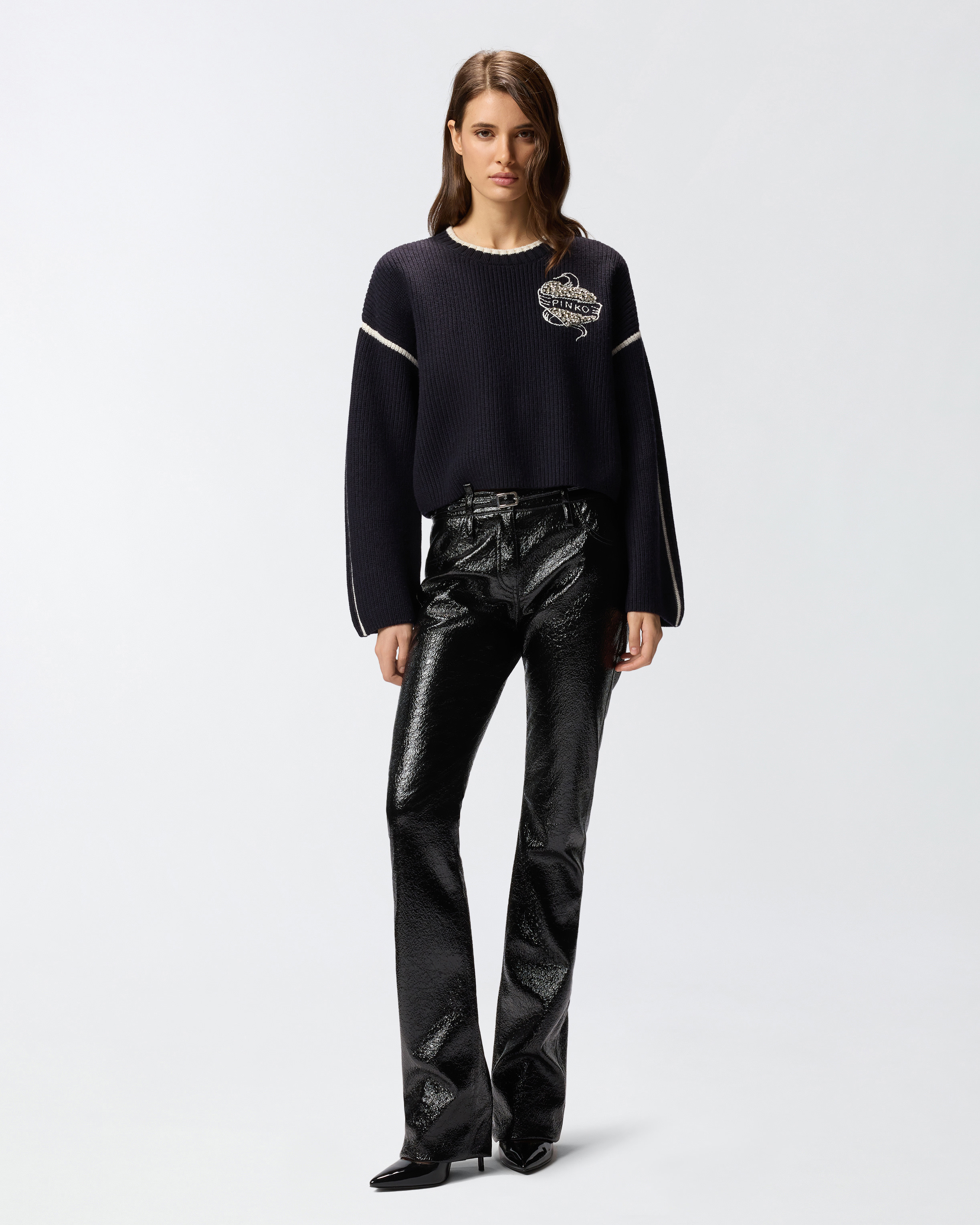 ROUND-NECK SWEATER WITH BEJEWELLED EMBROIDERY - 3