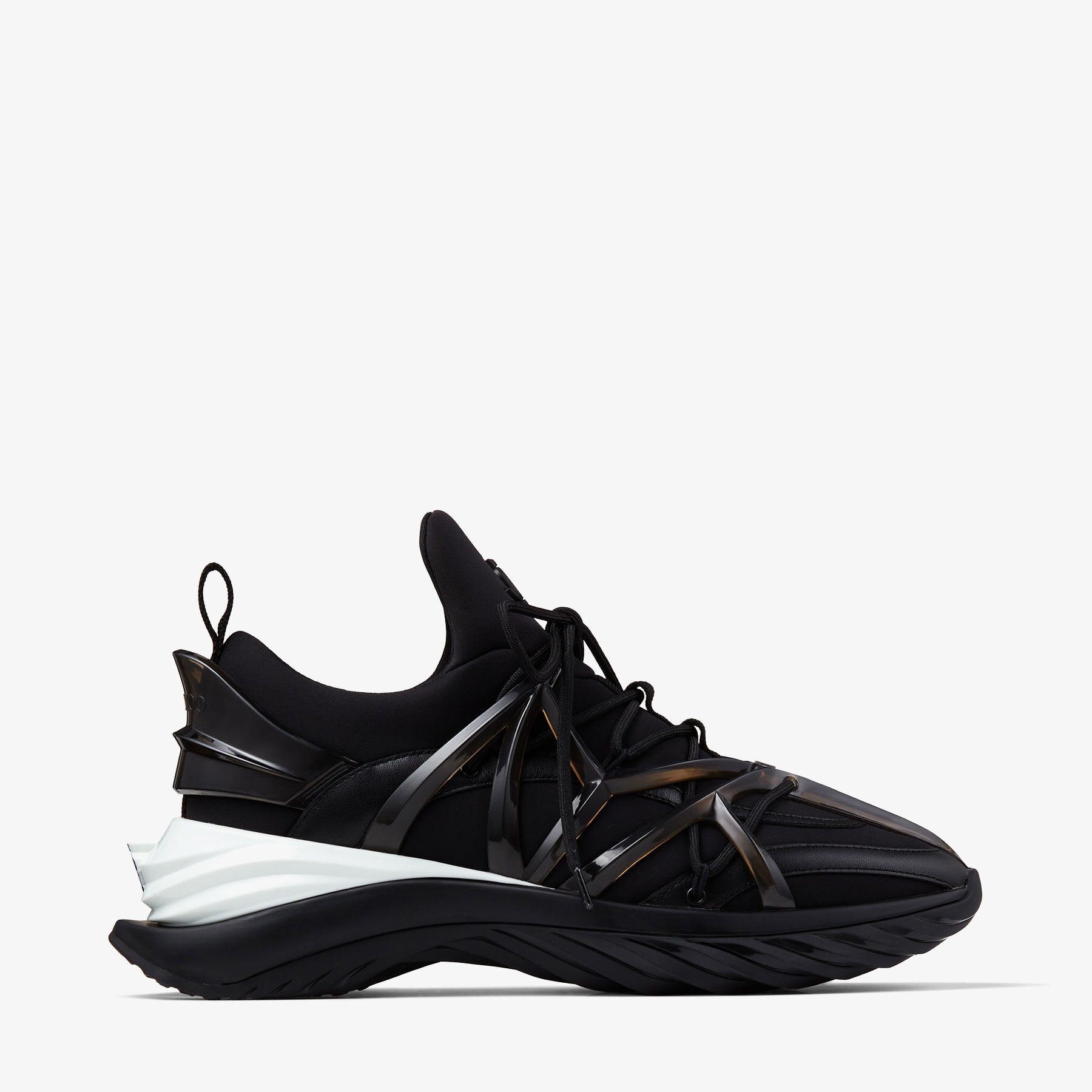 Cosmos/F
Black Leather and Neoprene Low-Top Trainers - 1