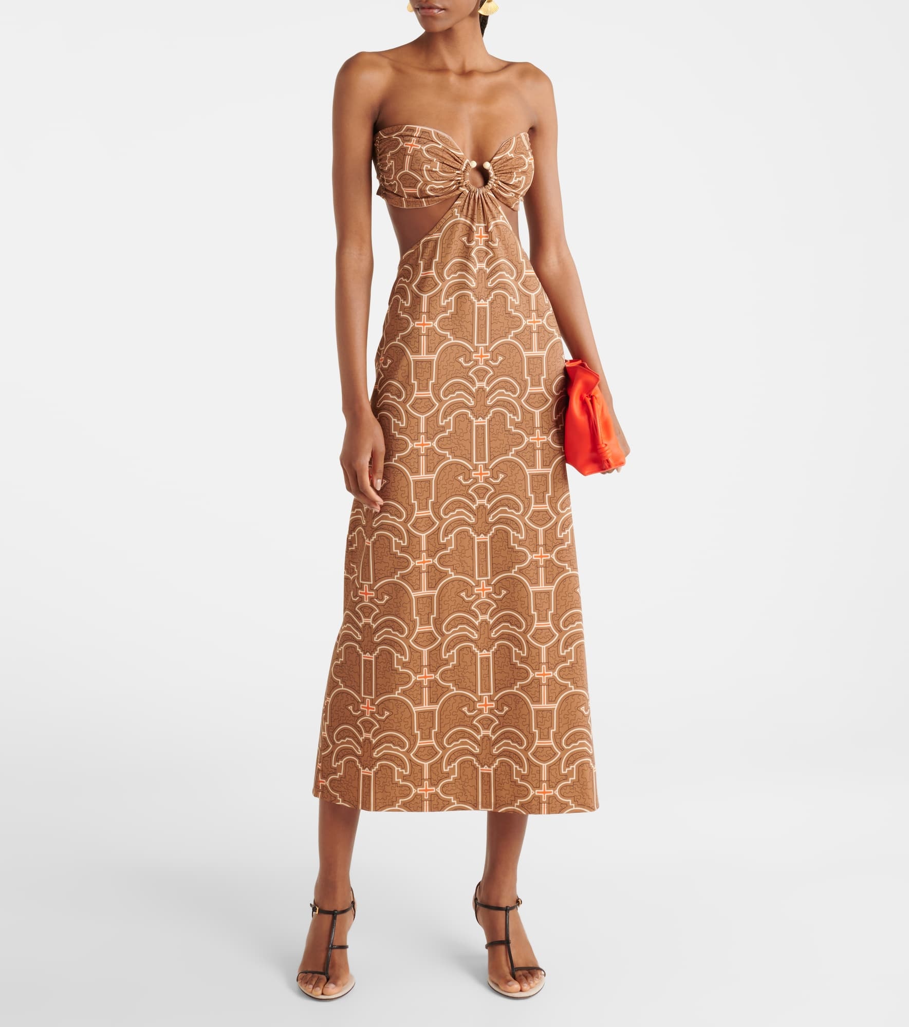 Ring-detail cutout printed maxi dress - 2