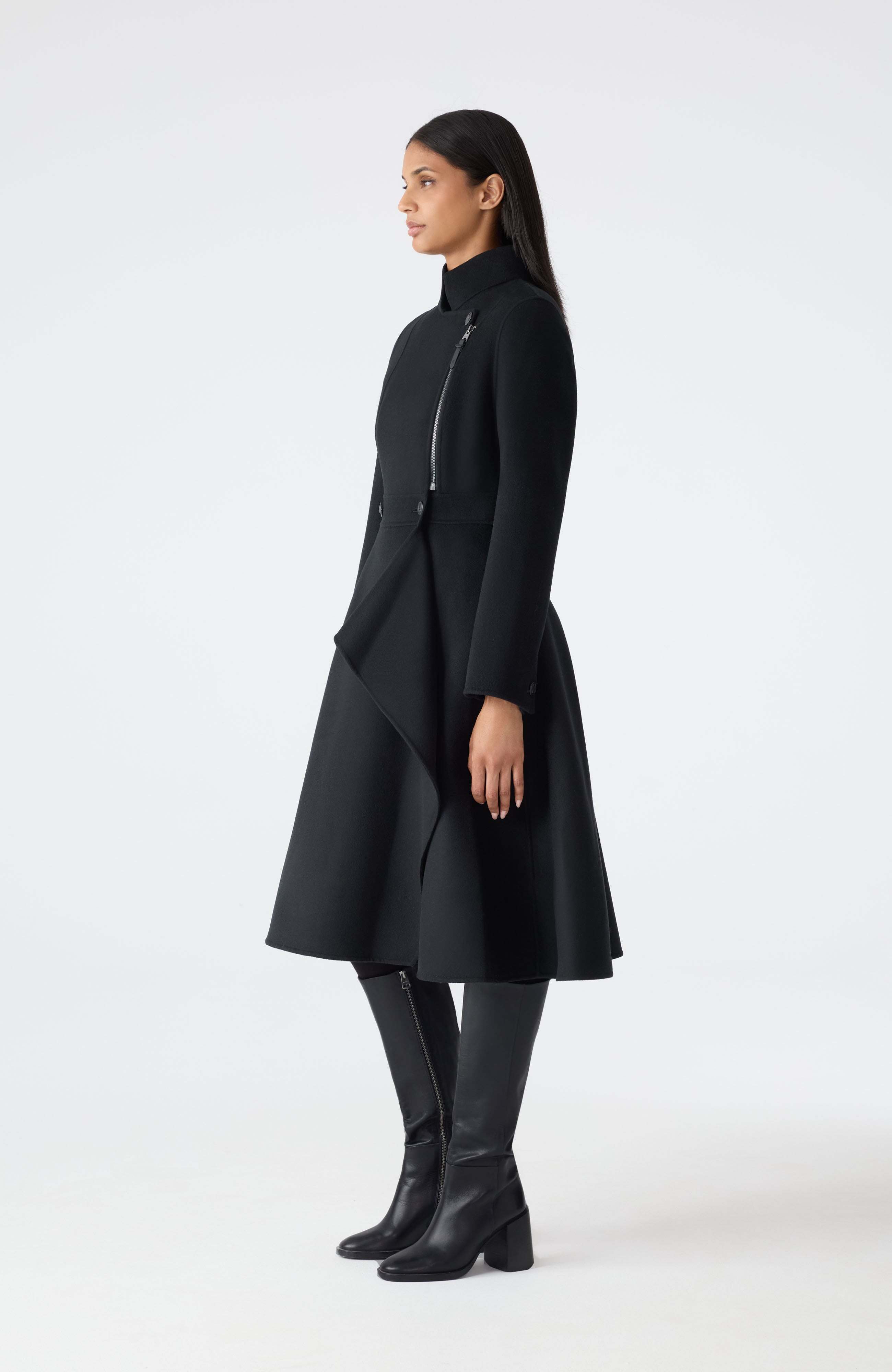 ANNIA Asymmetrical Wool Coat - 3