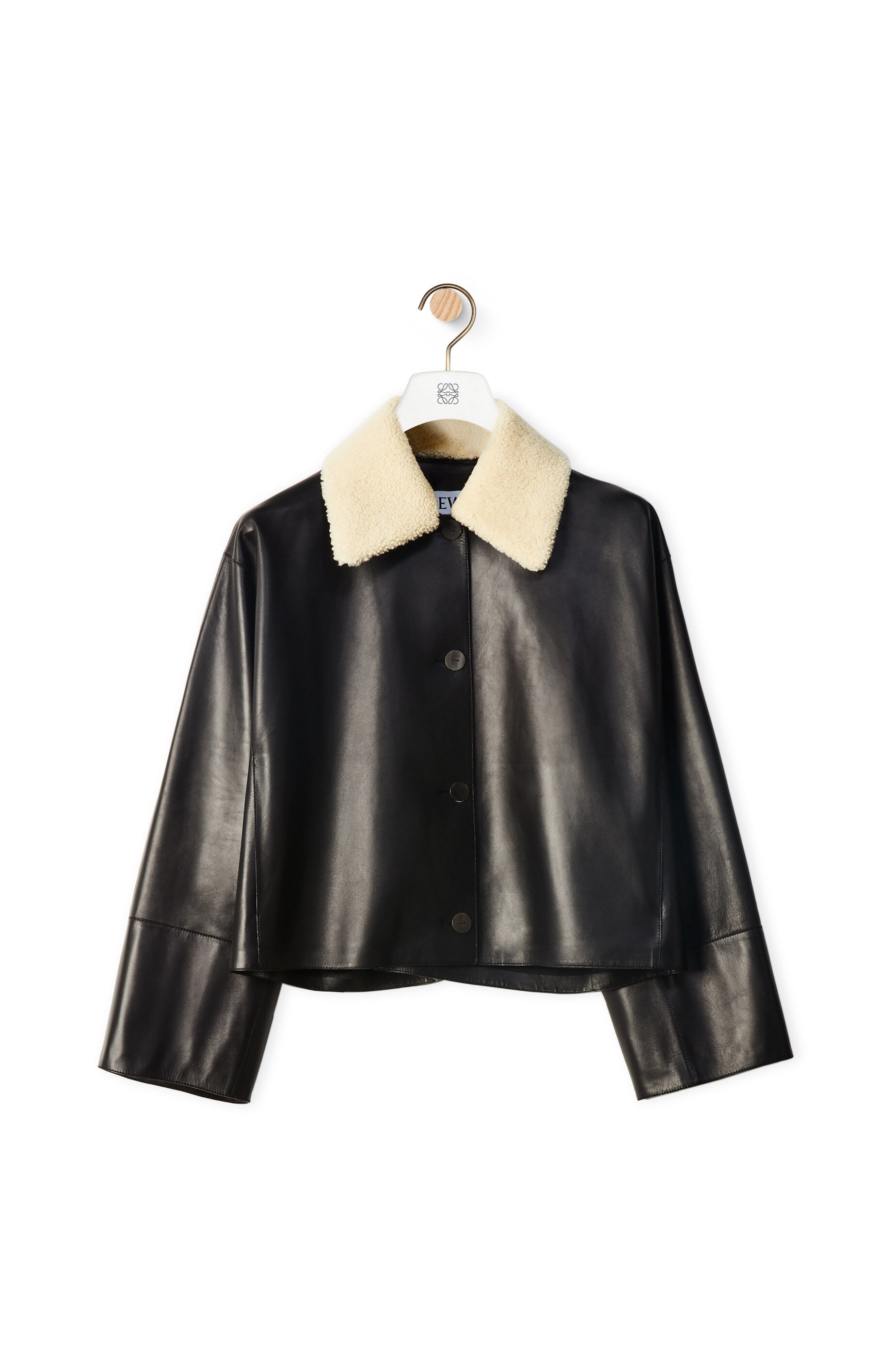 Shearling collar jacket in nappa and shearling - 1