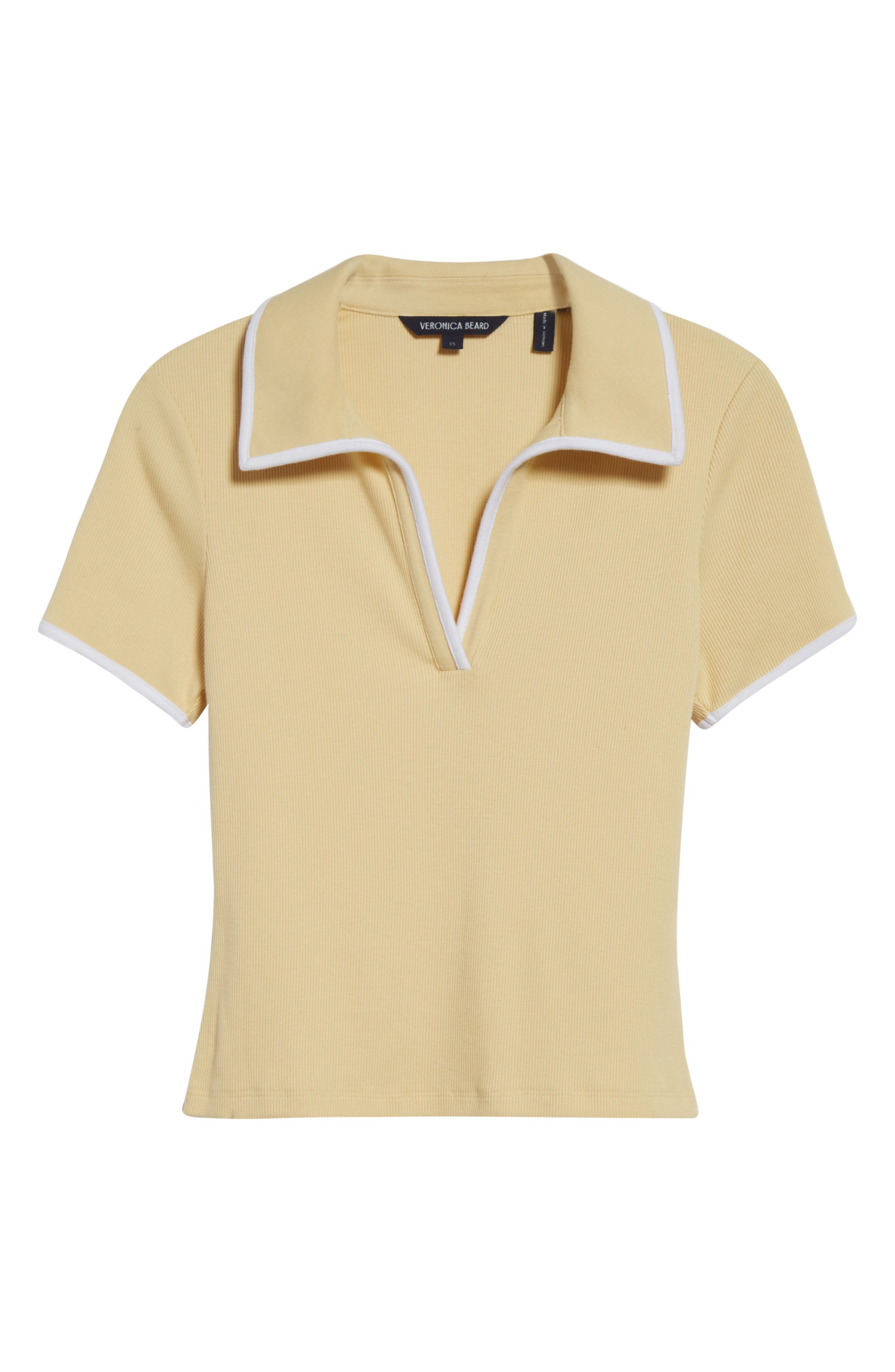 Veronica Beard Kearney Contrast Trim Rib Polo in Chamomile at Nordstrom - 5