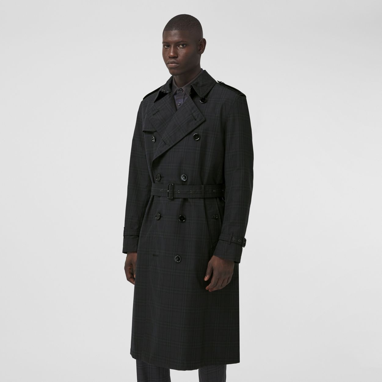 Check Cotton Trench Coat - 7