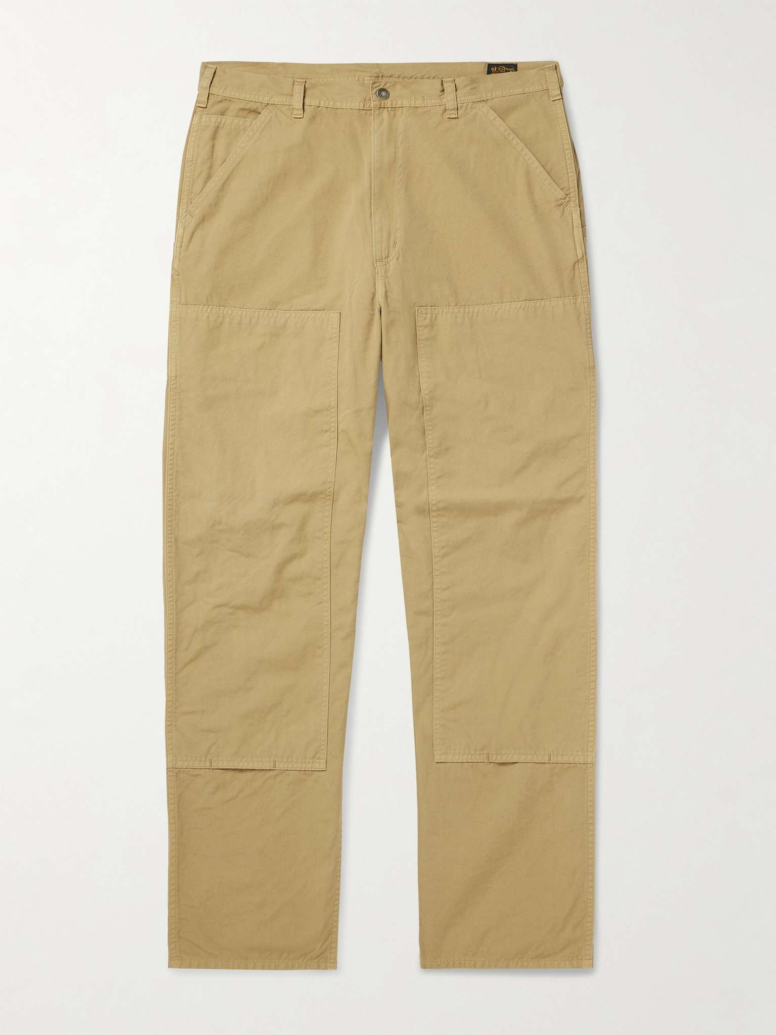 Double Knee Straight-Leg Cotton Trousers - 1