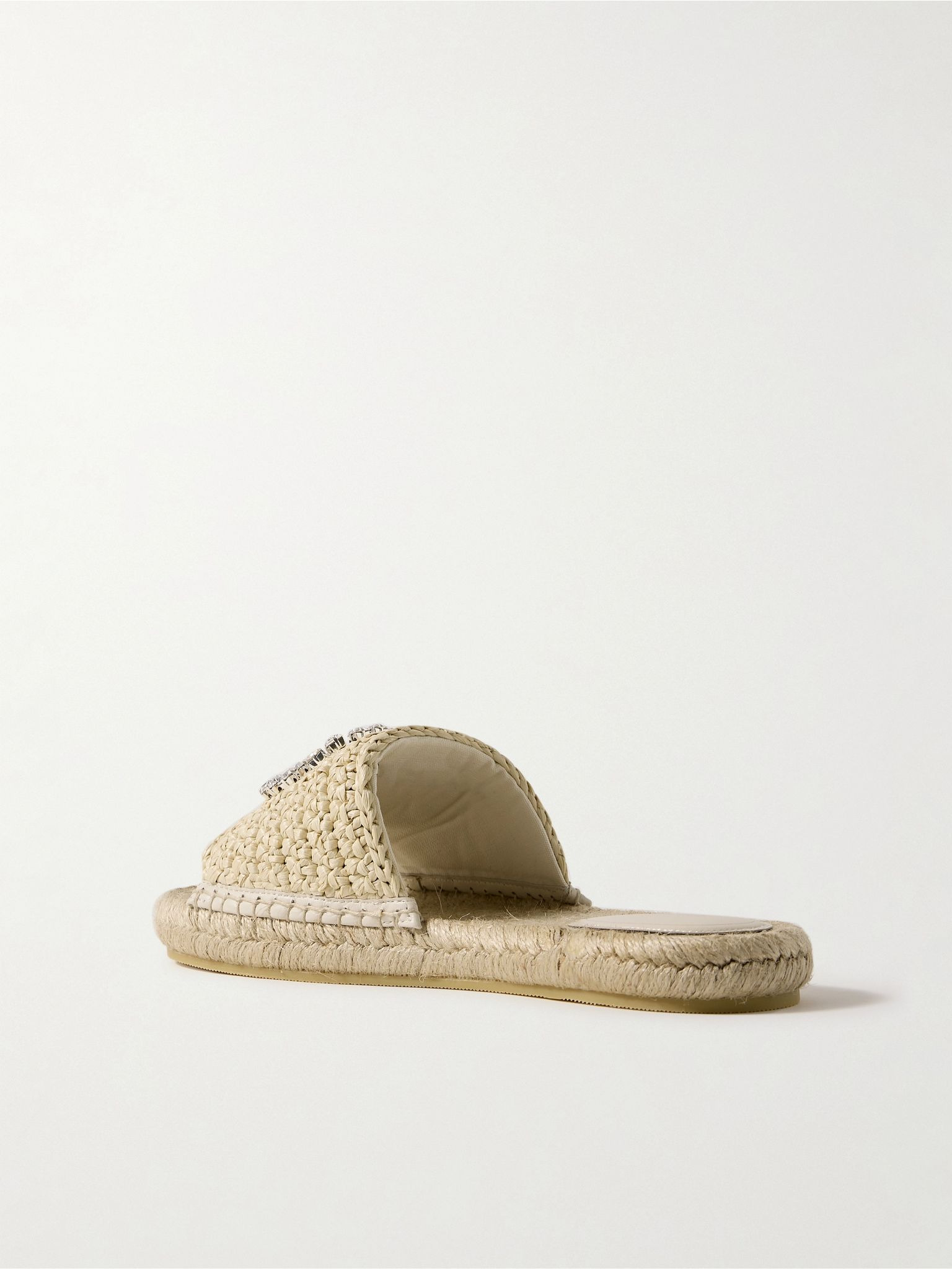 Cora crystal-embellished raffia espadrille sandals White - 3