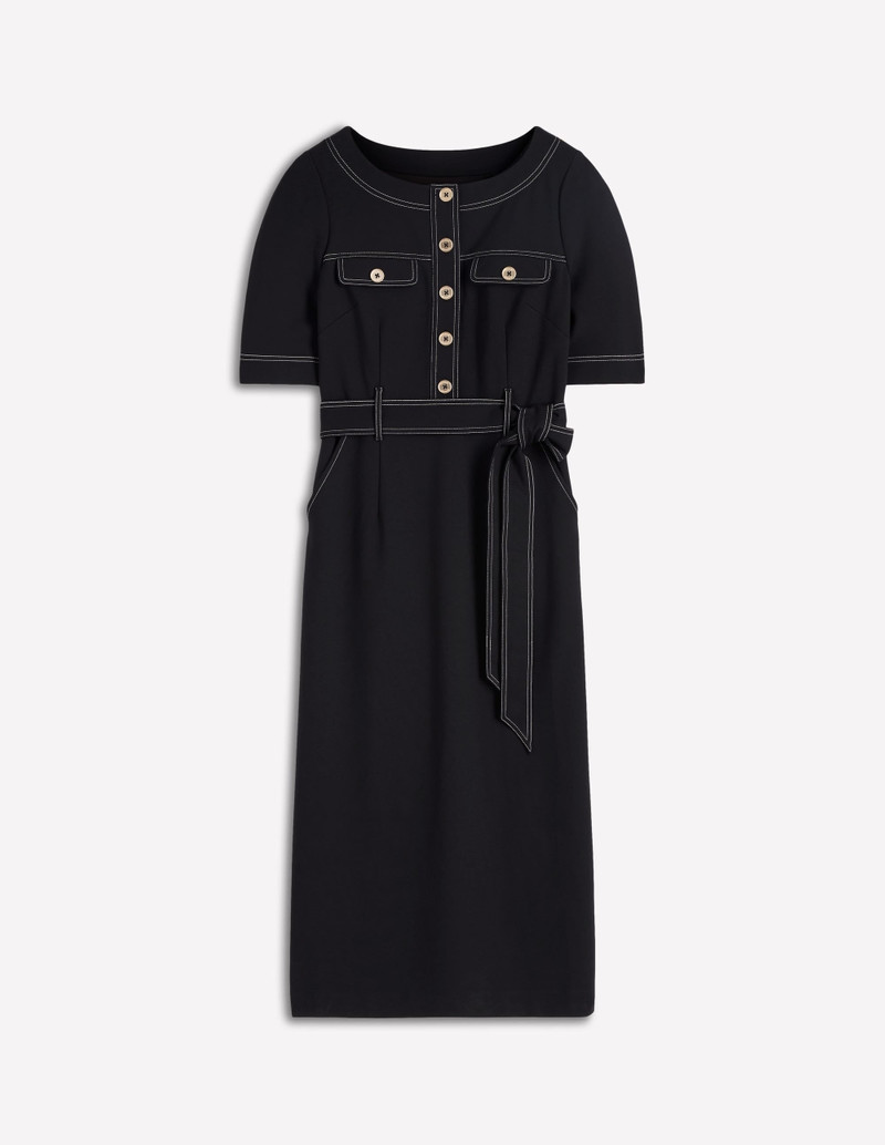 Bria Ponte Midi Dress-Black 1