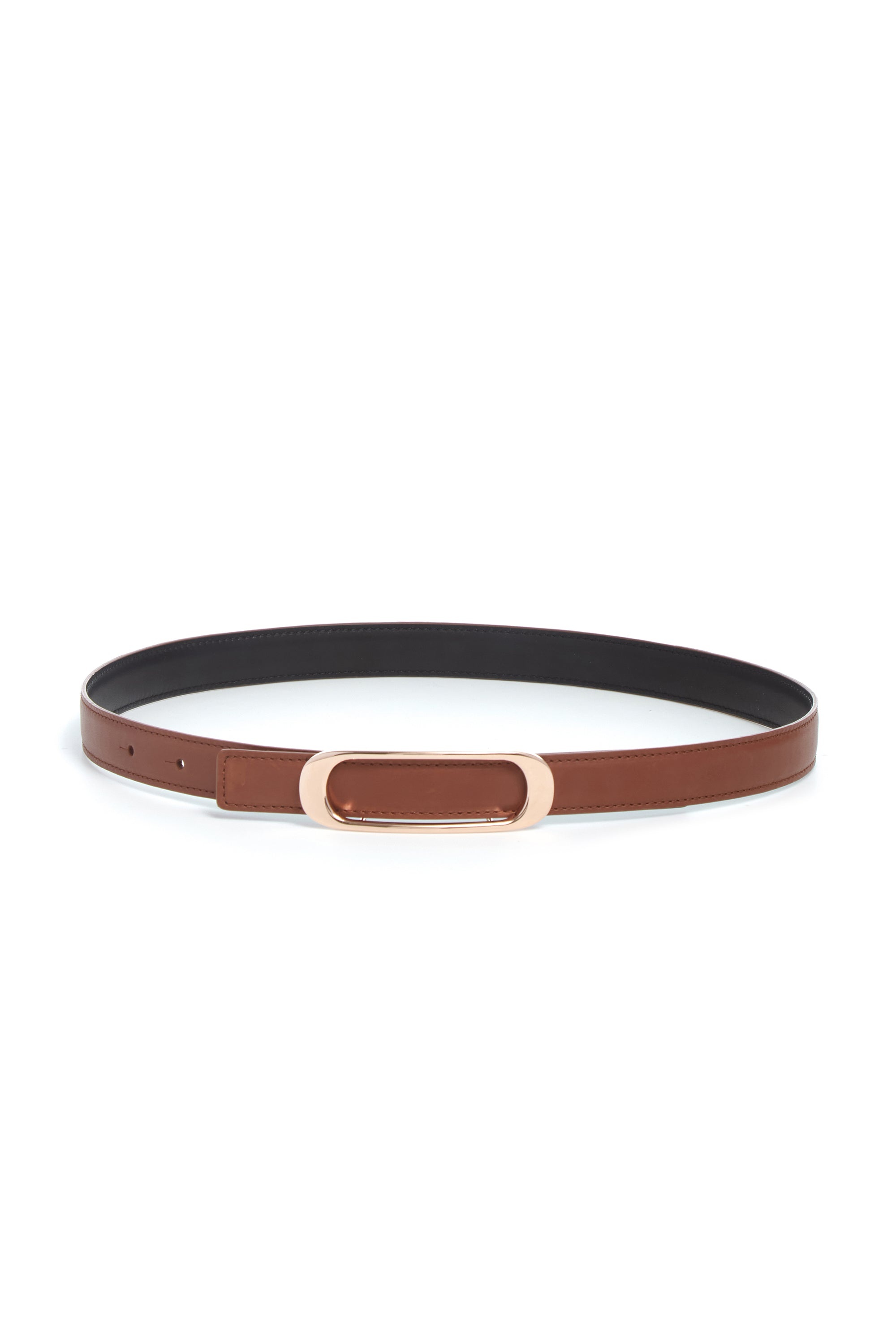 Small Timon Reversible Belt in Cognac & Black Leather - 1