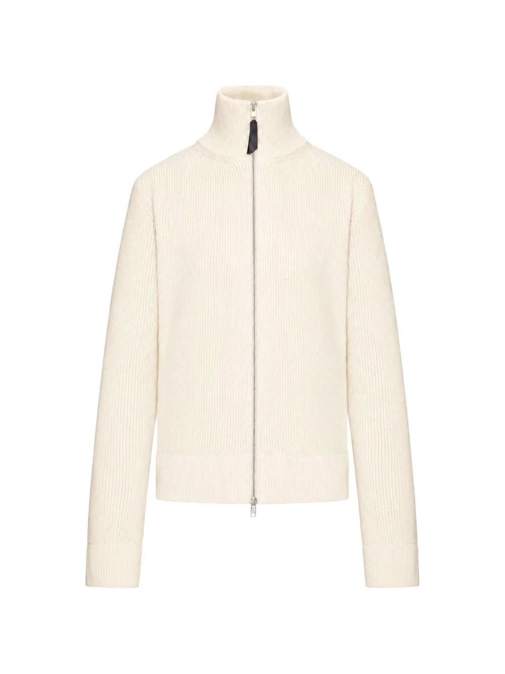 ribbed-knit zip-up cardigan - 1