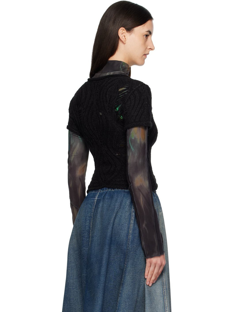Black & Green Cap Sleeve Sweater Layered T-shirt 3