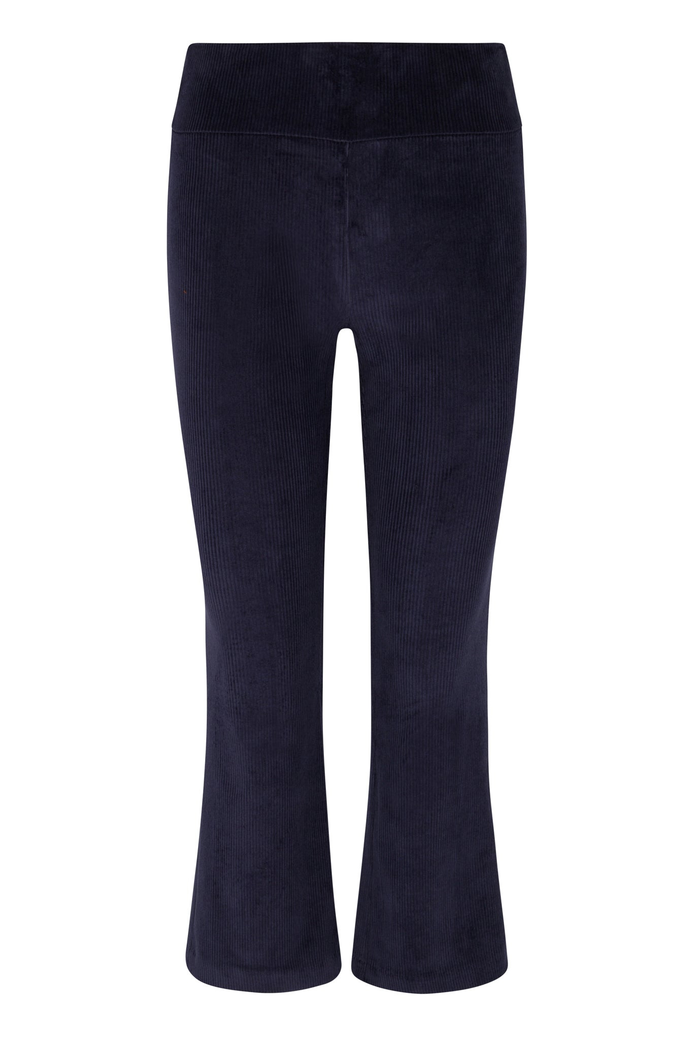 NAVY CORDUROY CROP FLARE PANTS - 6