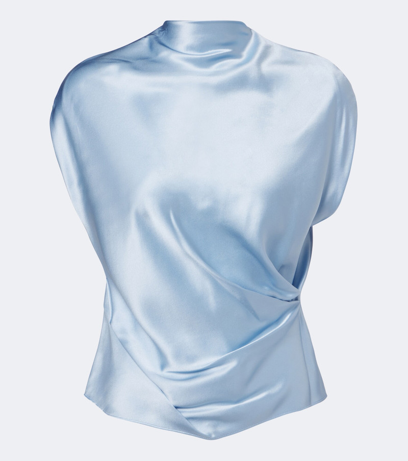Draped silk charmeuse top 1