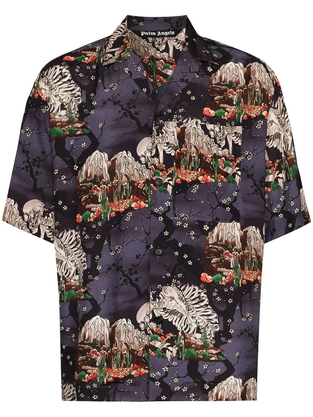 skeleton-print short-sleeve shirt - 1