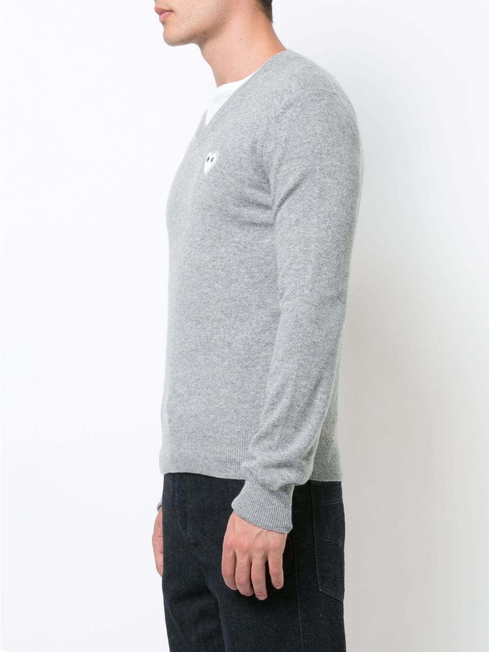 v-neck pullover with white heart - 3