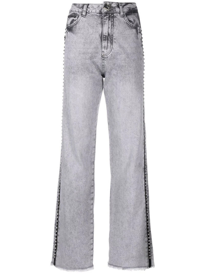 crystal-embellished wide jeans 1