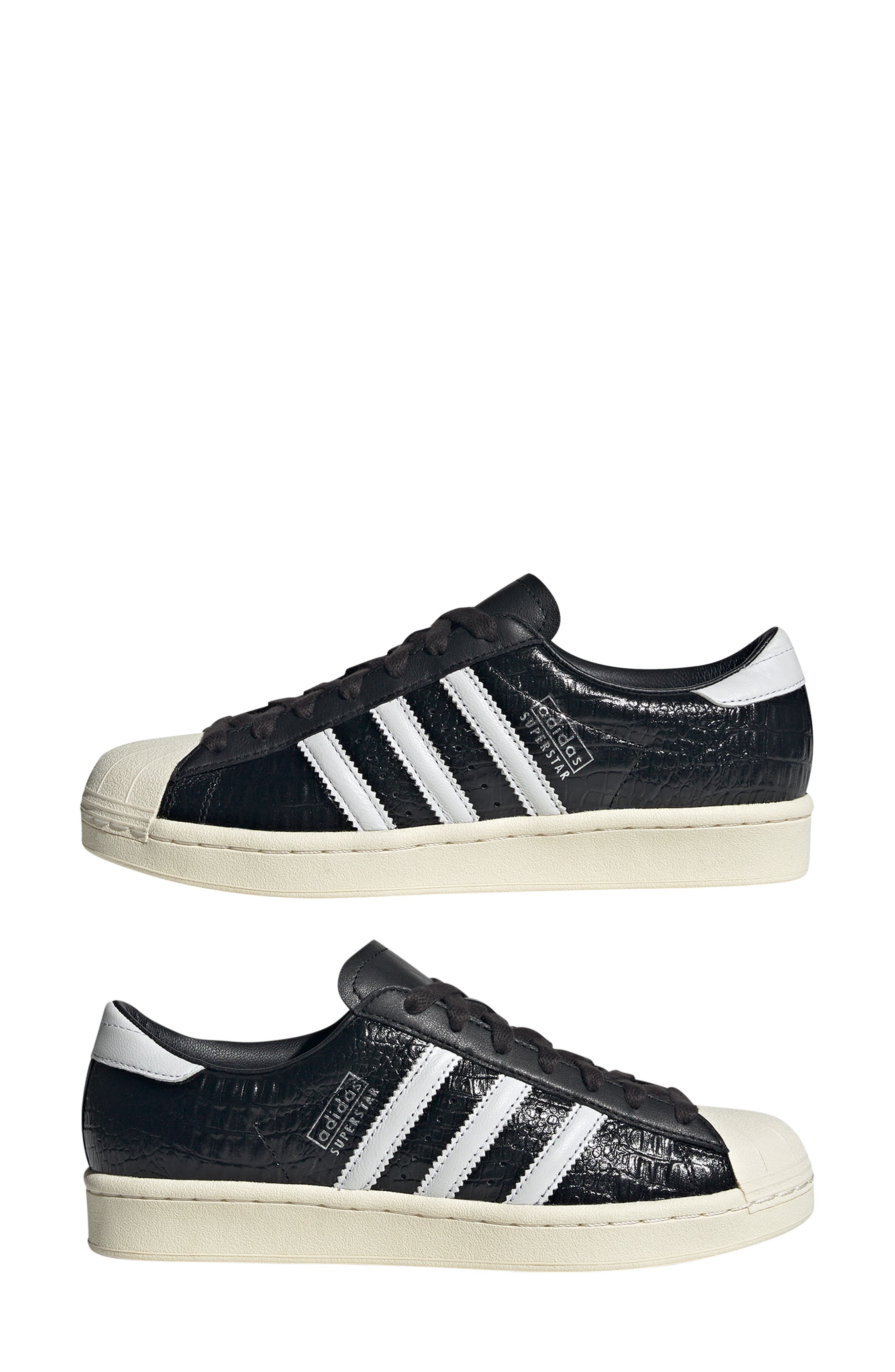 adidas Superstar Embossed Sneaker in Black/White/Cream White at Nordstrom - 7