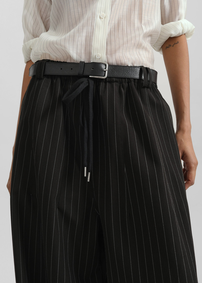Rilton Drawstring Pants - Black/White Pinstripe 5