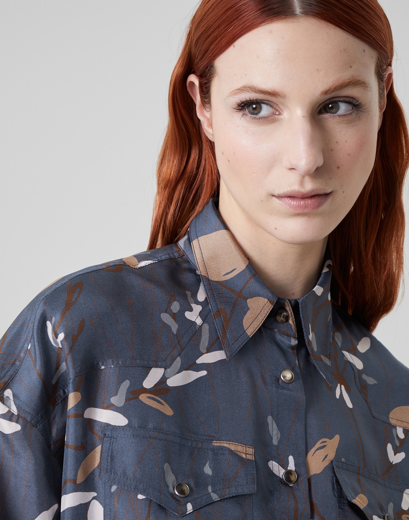 Ramage print silk pongee shirt dress - 3