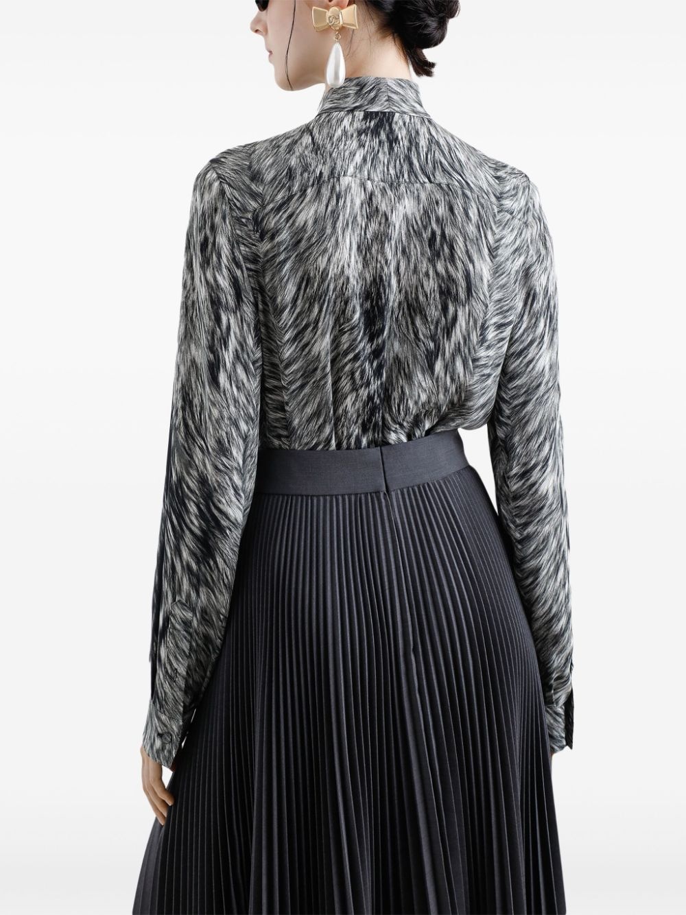 animal-print blouse - 4
