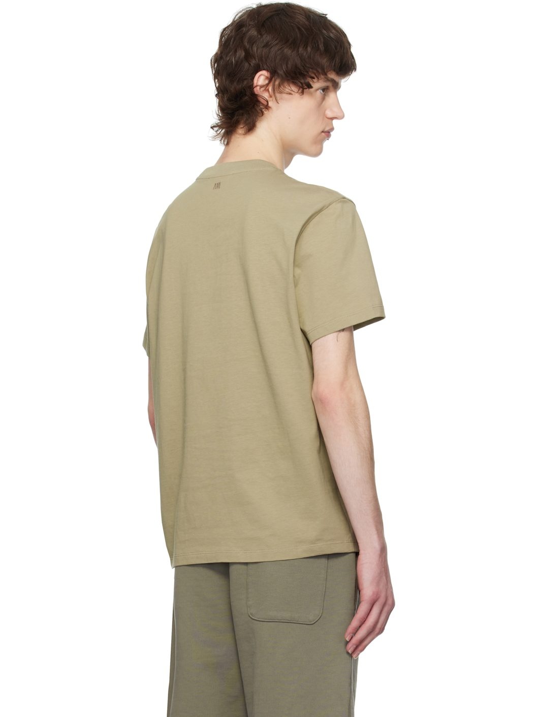 Khaki Cotton Ami de Coeur T-shirt - 3