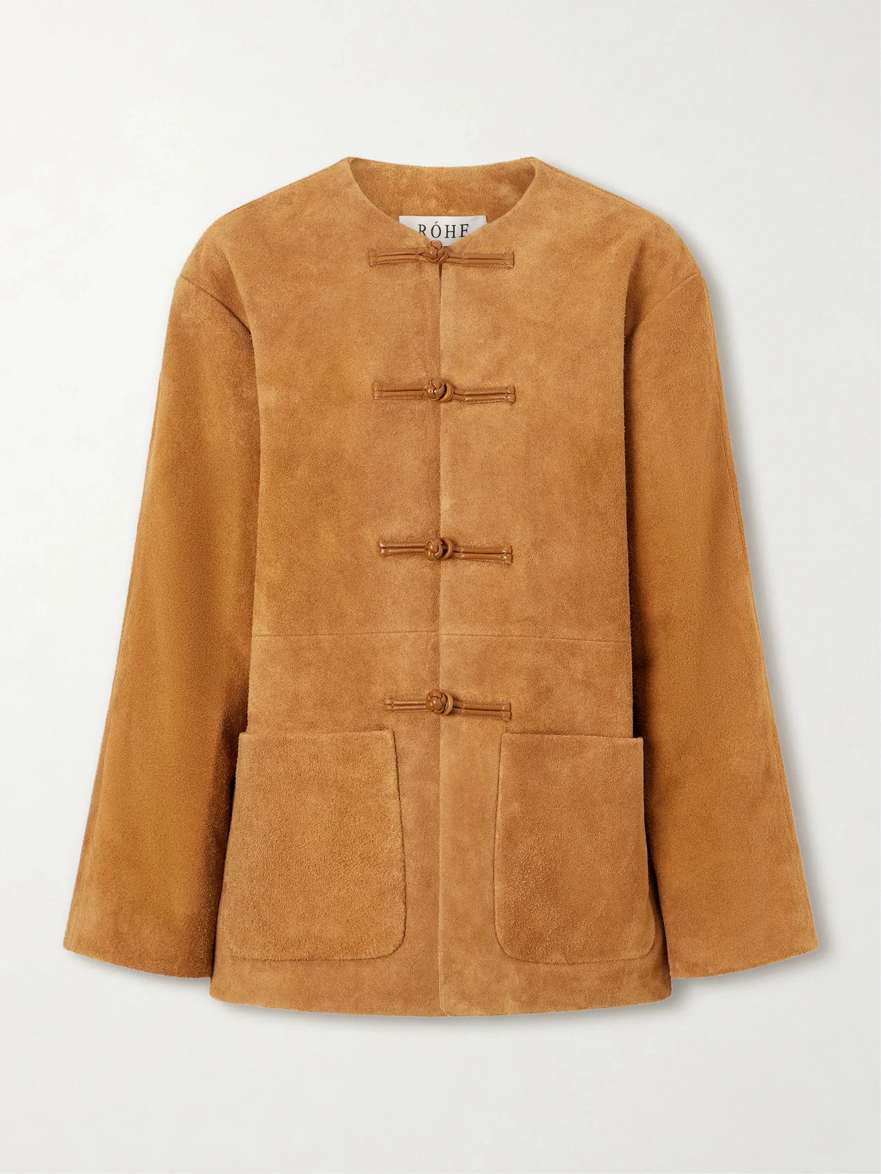 Mandarin Paneled Suede Jacket - 1