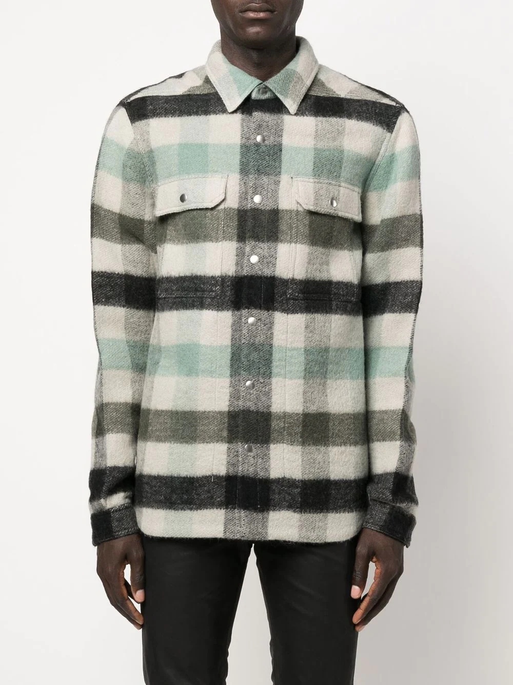 plaid-check print overshirt jacket - 3