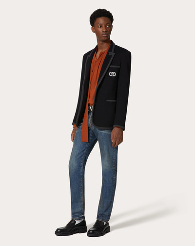 Valentino SINGLE-BREASTED COTTON JERSEY JACKET WITH VLOGO SIGNATURE PATCH outlook