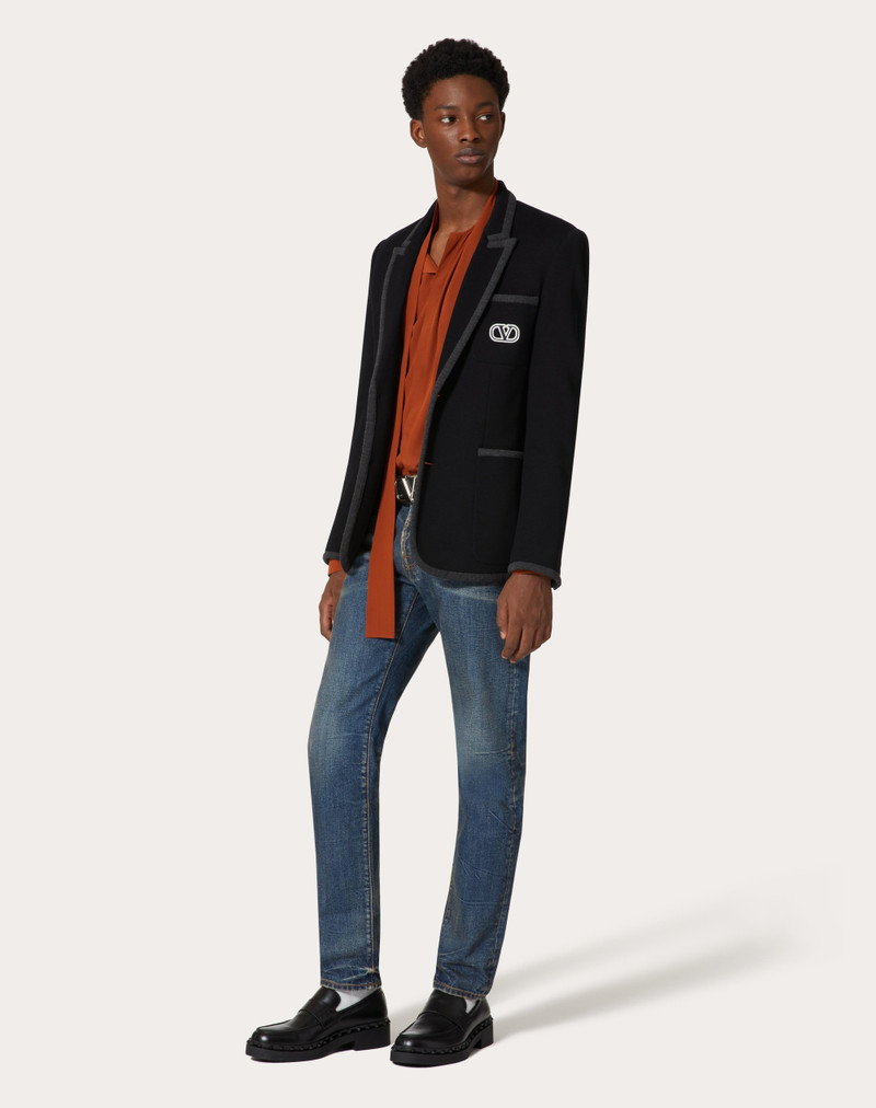 Valentino SINGLE-BREASTED COTTON JERSEY JACKET WITH VLOGO SIGNATURE PATCH outlook