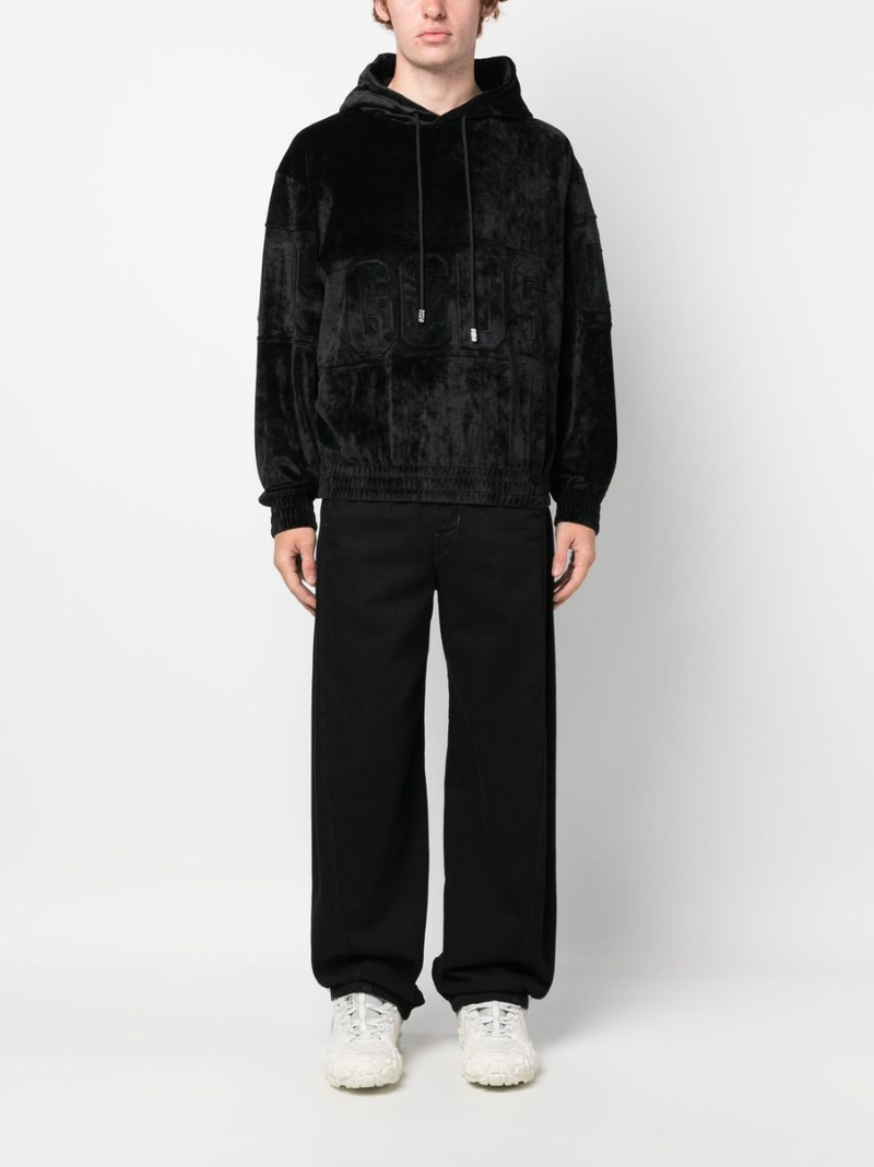 GCDS logo-patch velvet hoodie outlook