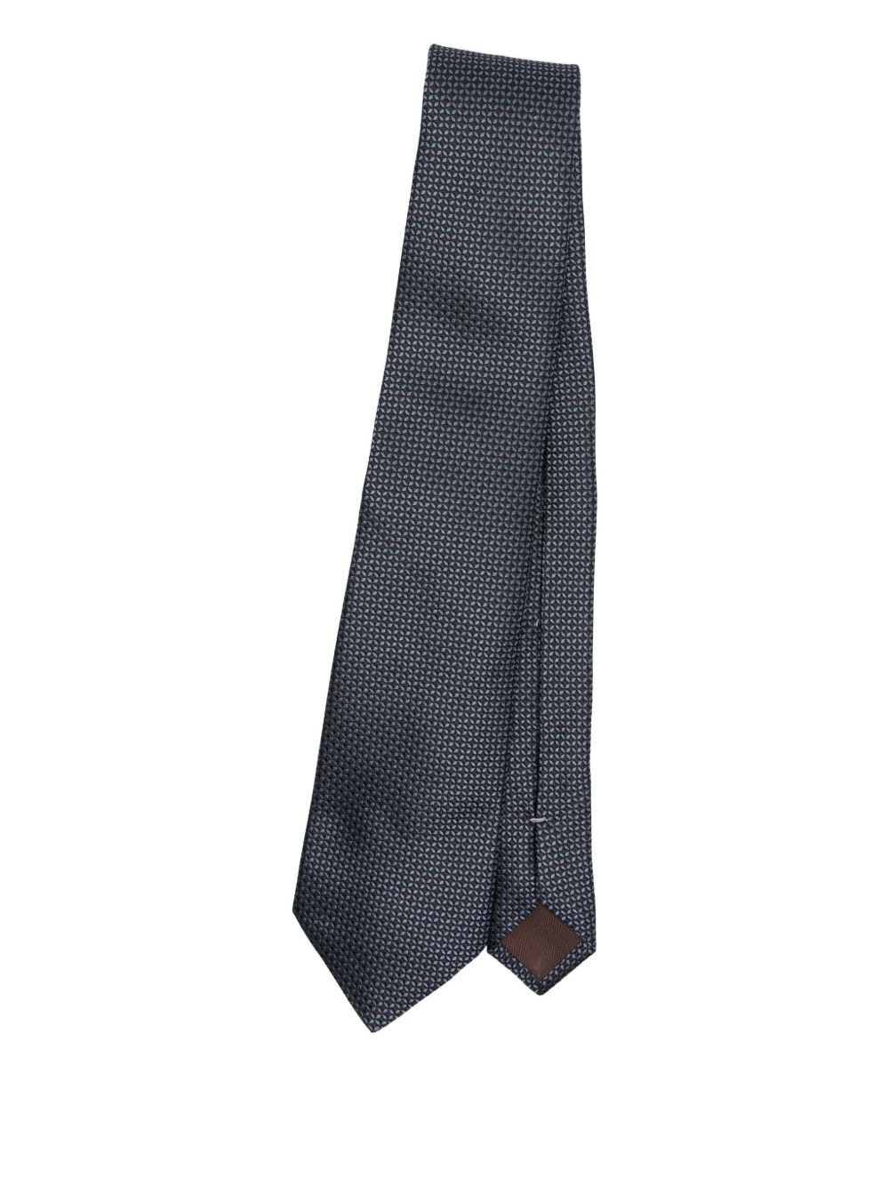 geometric-pattern silk tie - 1
