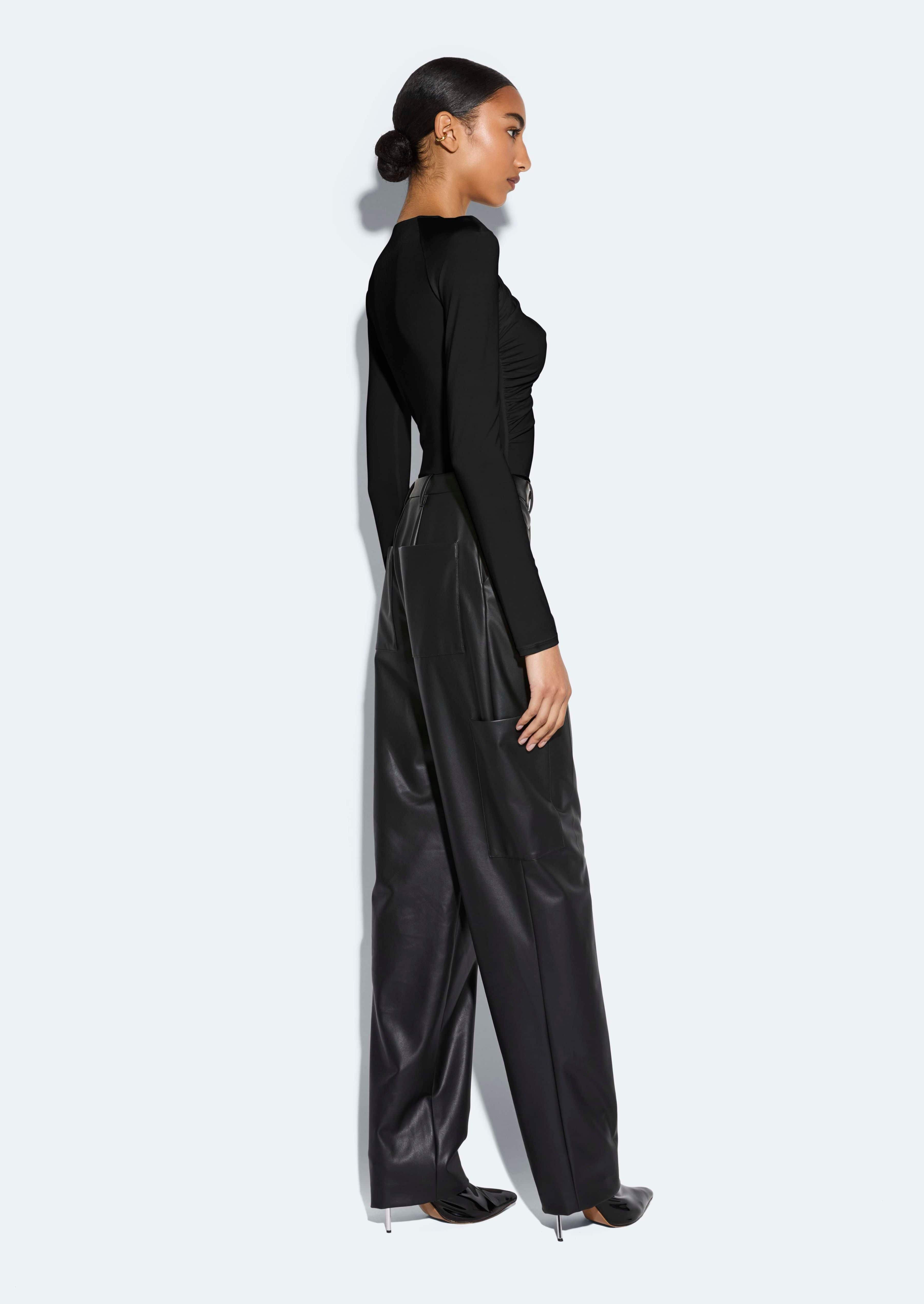 Stretch Faux Leather Tapered Trouser - 3