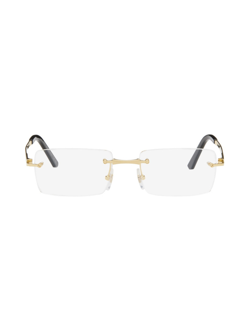 Gold 'Santos de Cartier' Rectangular Titanium Glasses 1