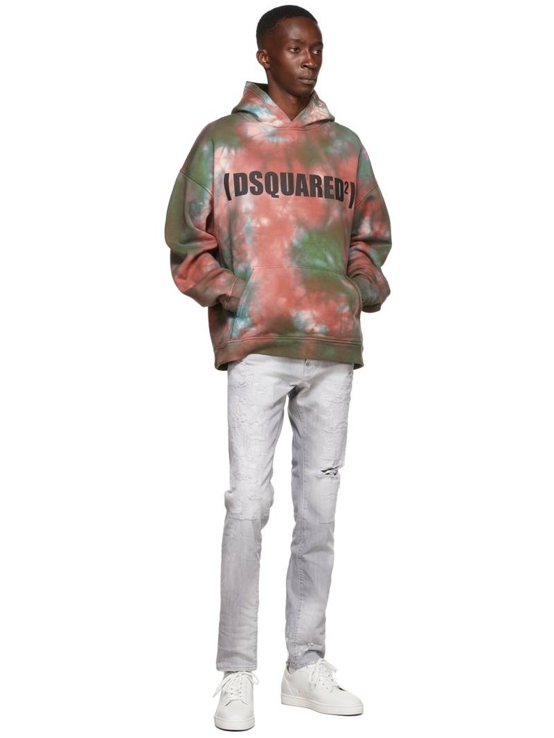 DSQUARED2 Green & Red Tie-Dye Logo Hoodie outlook