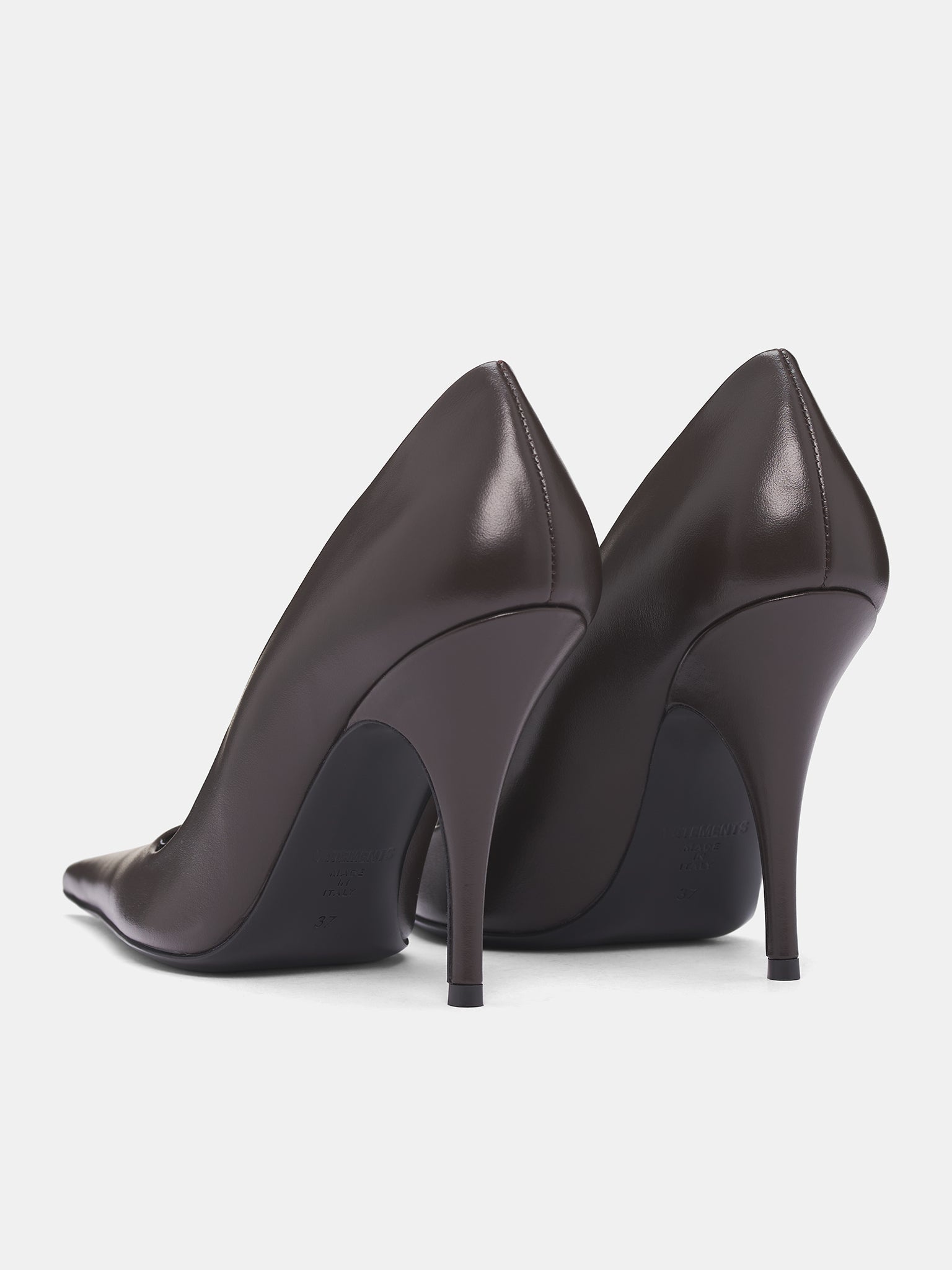 Brown Leather Sharp Pumps - 5