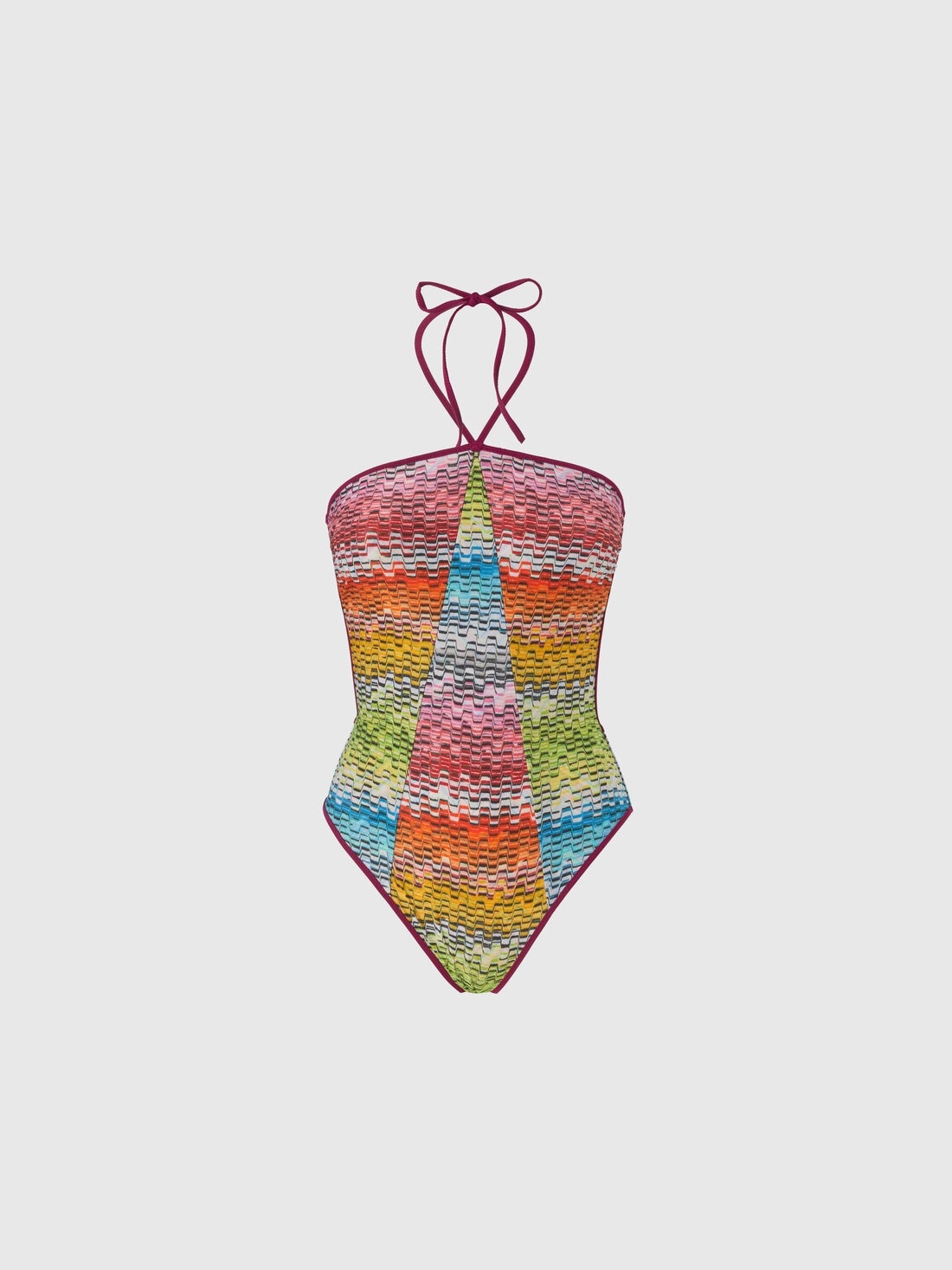 Reversible one-piece swimsuit with print and contrasting piping - 6