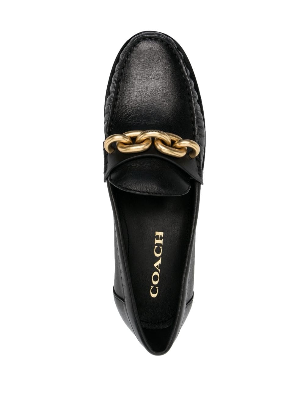 chain-link detailing leather loafers - 4
