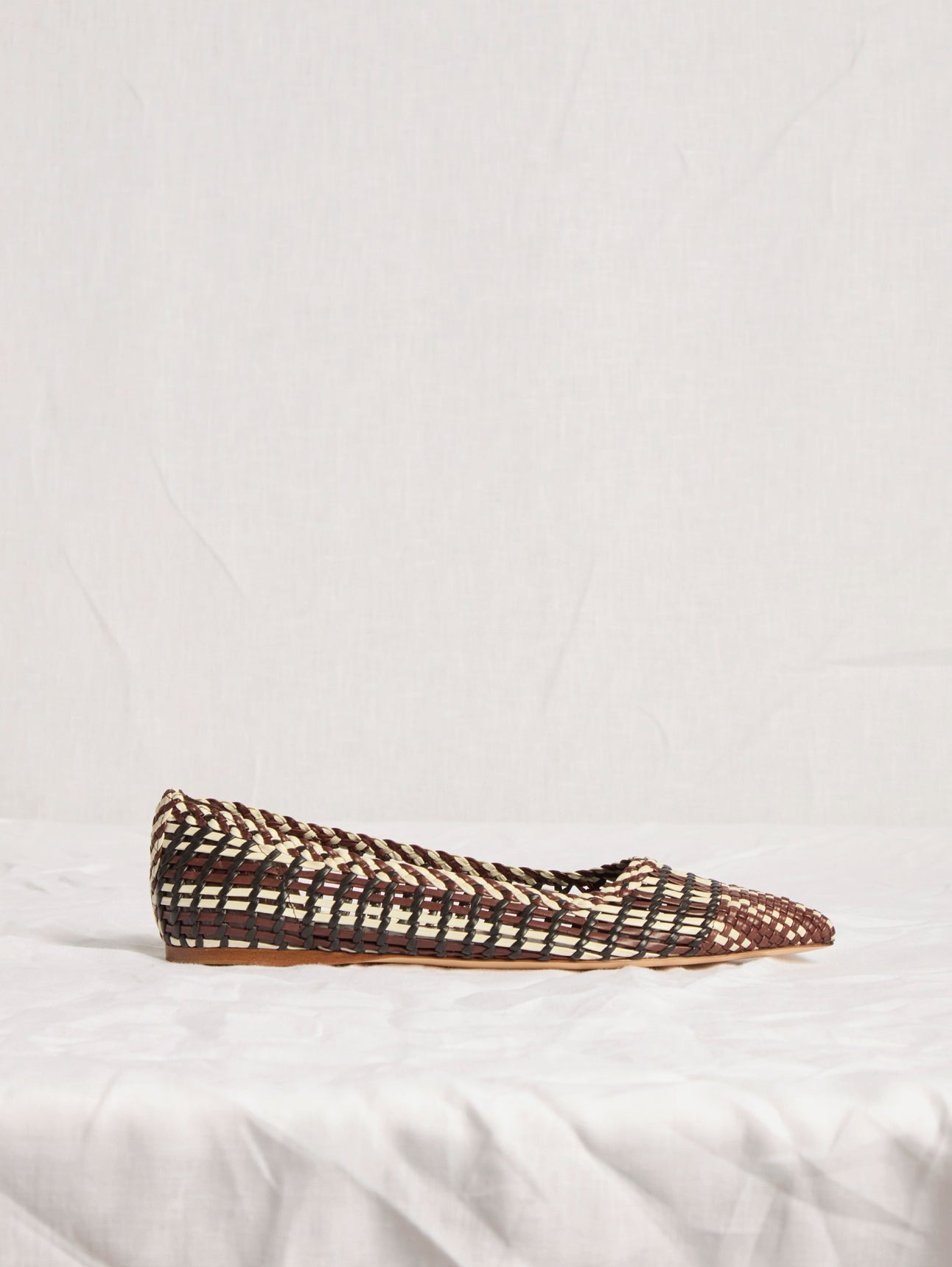 Aurora Braided Flat Shoe in Chocolate Multi Leather - 4