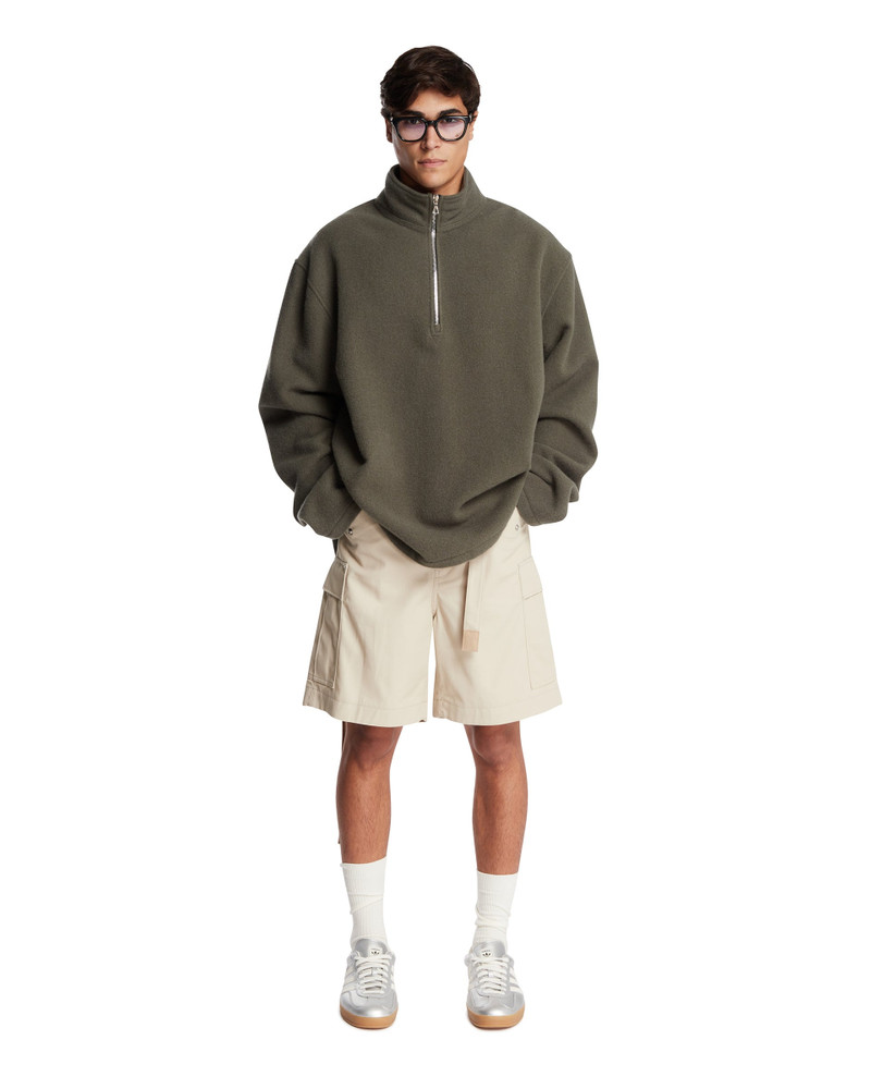 RIER Green Wool Zip Sweater outlook