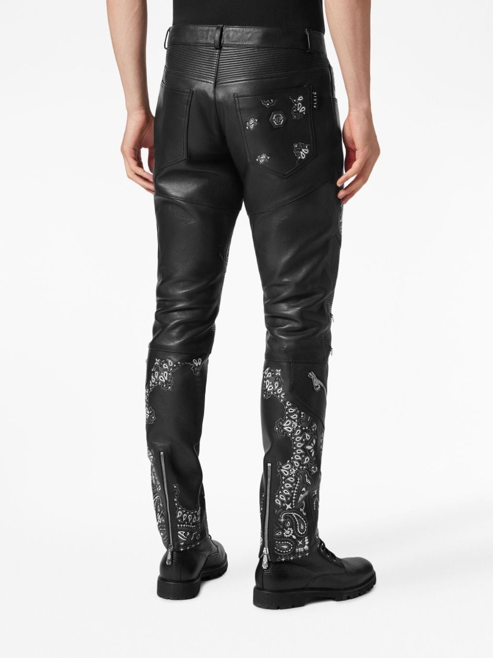 slim-cut leather trousers - 4