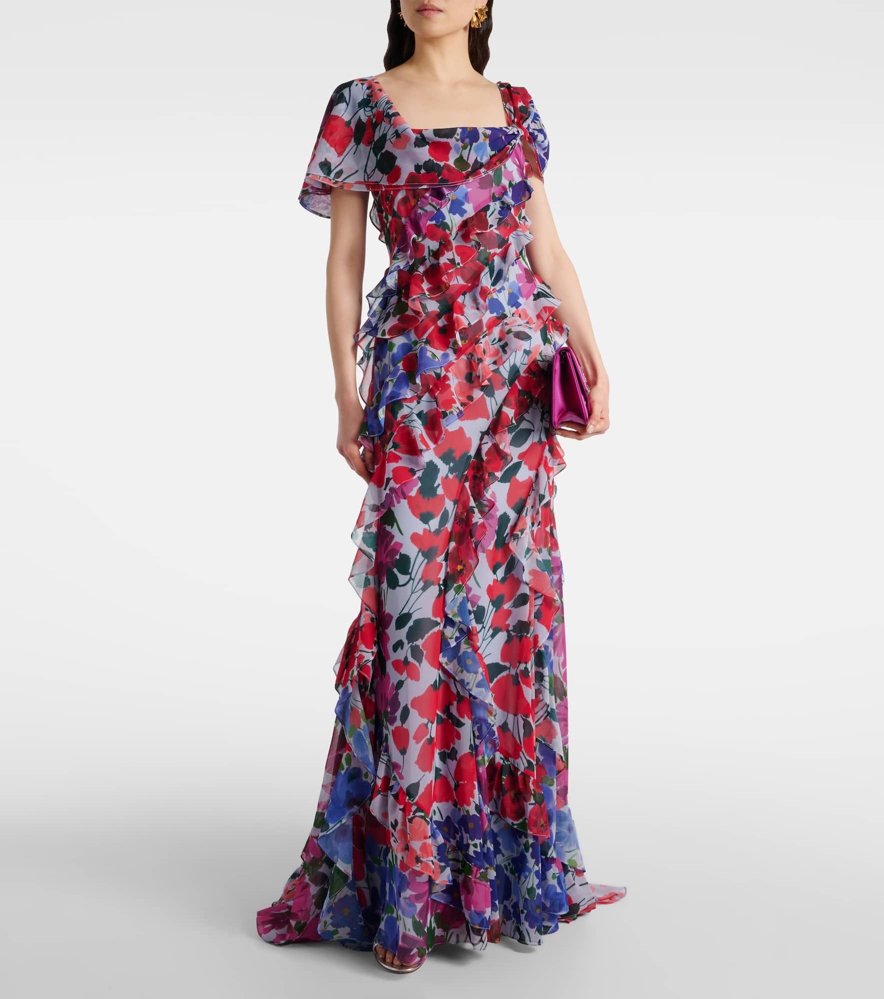 Floral ruffled chiffon gown - 2