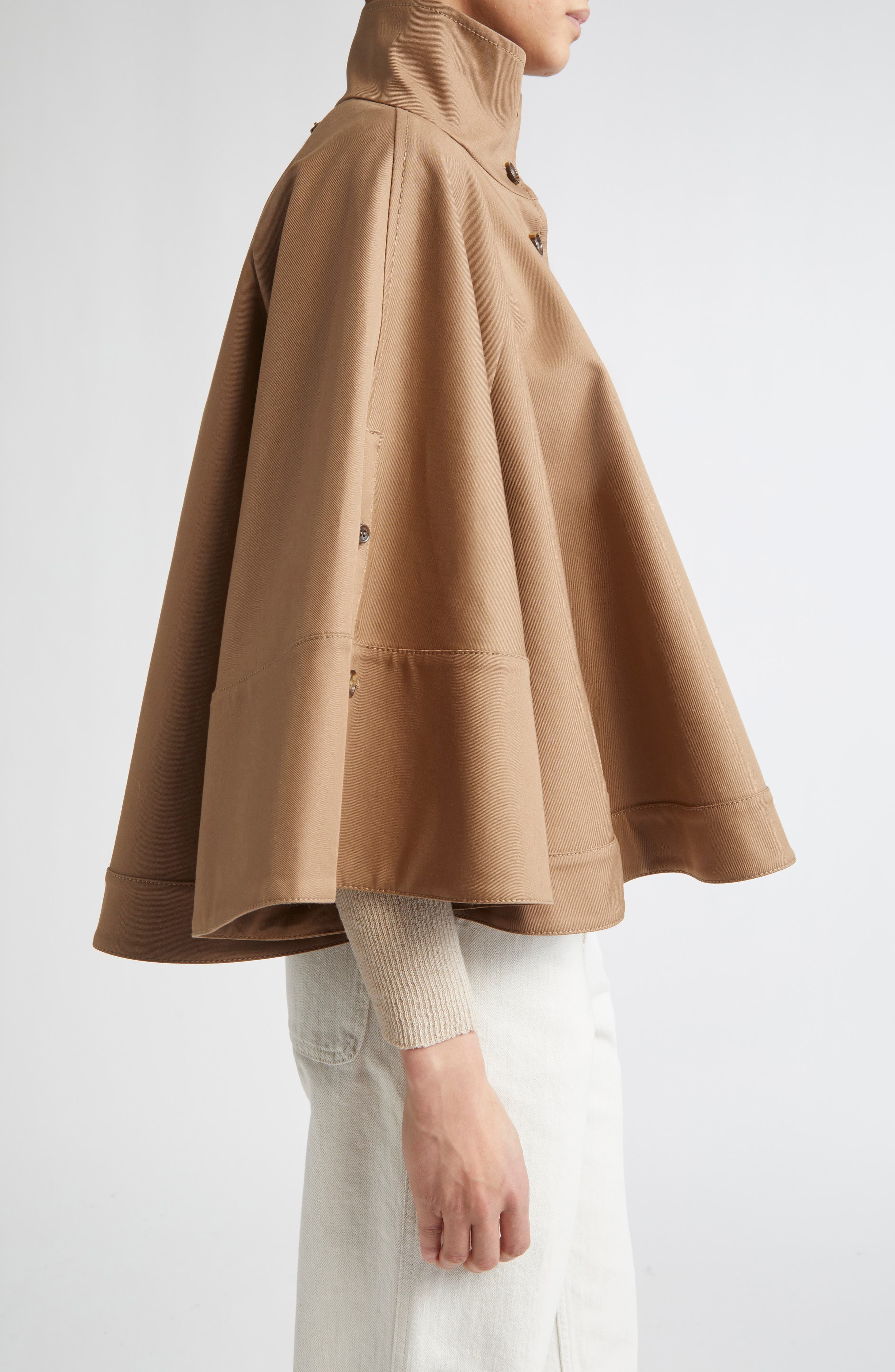 Max Mara Fulcro Water Repellent Cotton Gabardine Cape in Coloniale at Nordstrom - 3