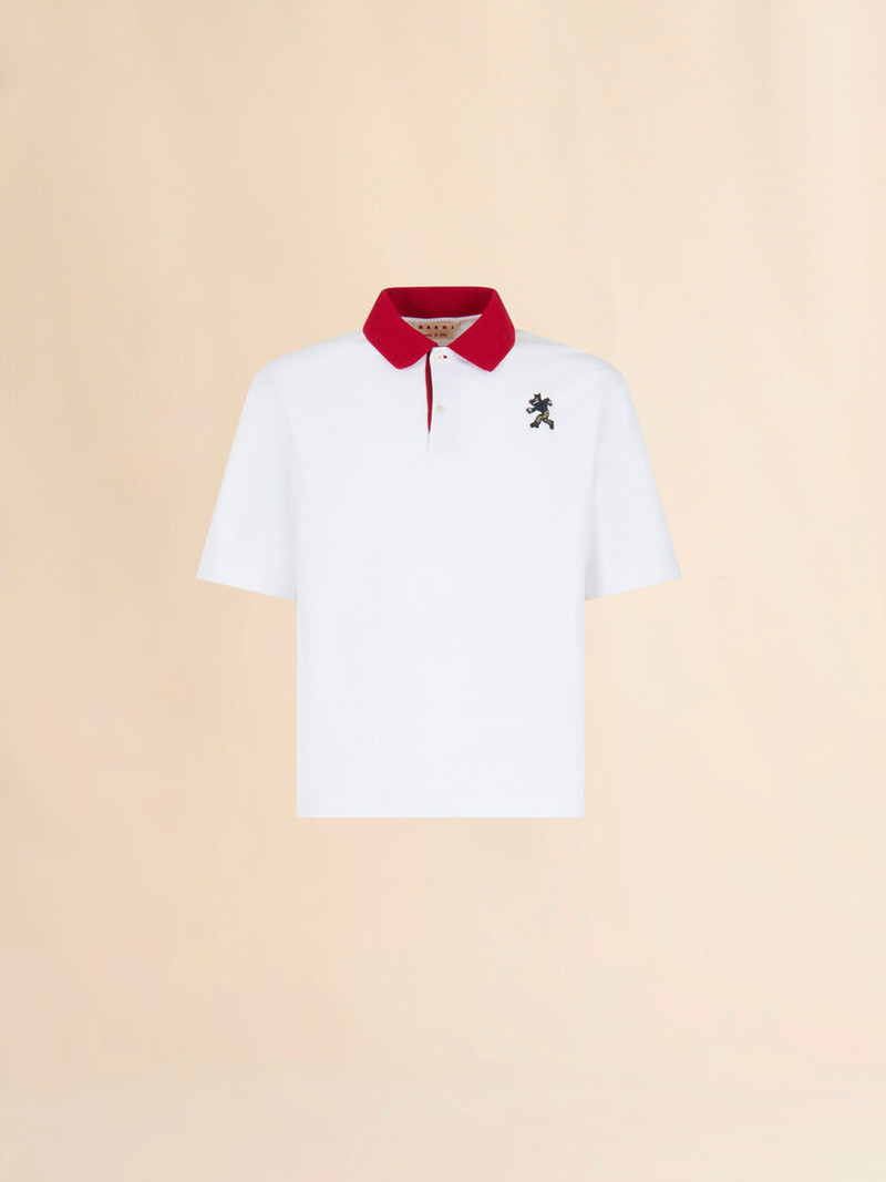 WHITE COTTON PIQUÉ POLO SHIRT 1