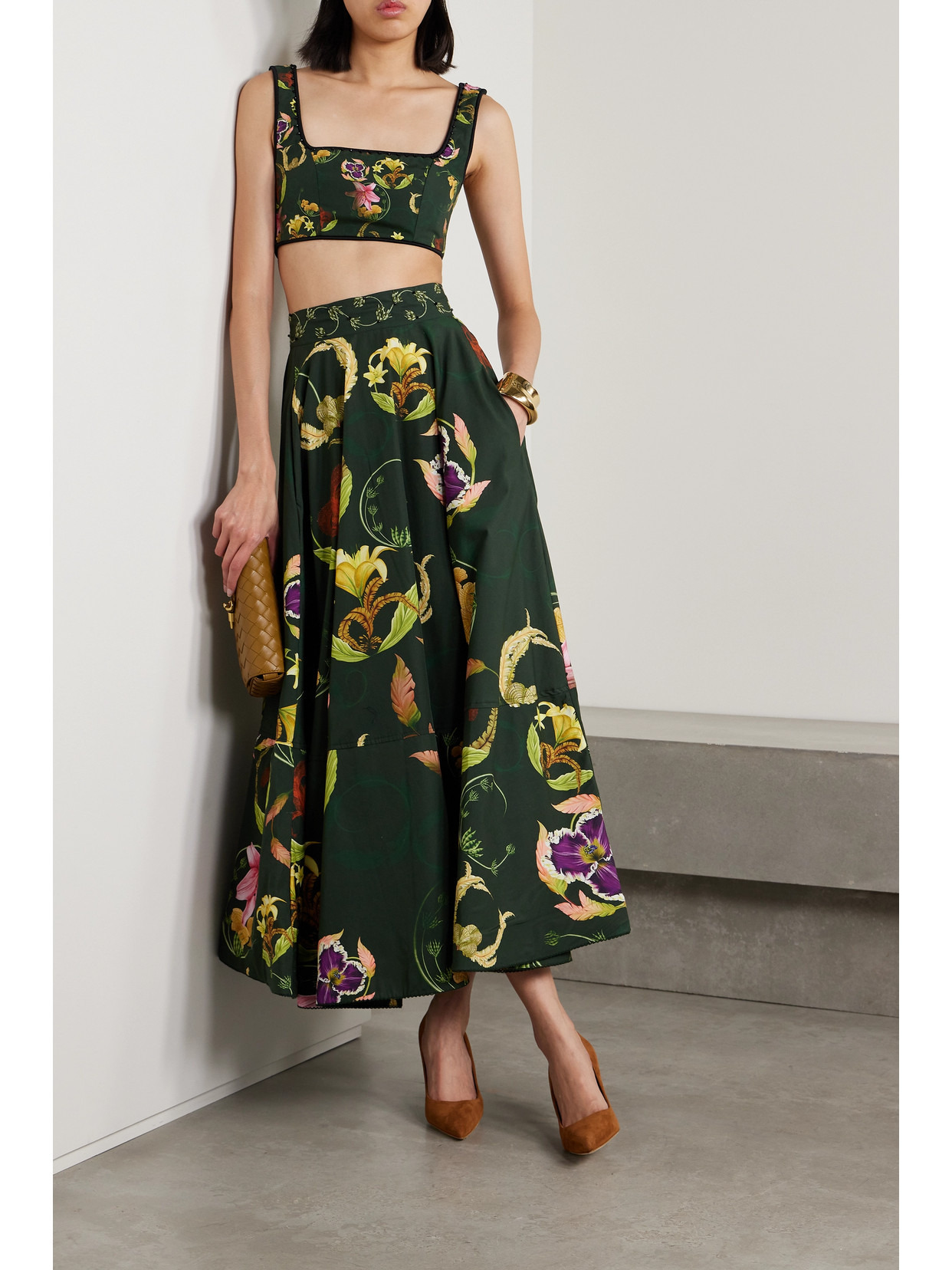 + Net Sustain Amanda Marina Cropped Embellished Floral-print Cotton Tank - 2