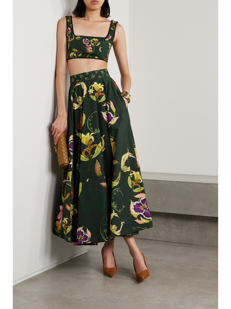 Agua by Agua Bendita + Net Sustain Amanda Marina Cropped Embellished Floral-print Cotton Tank outlook