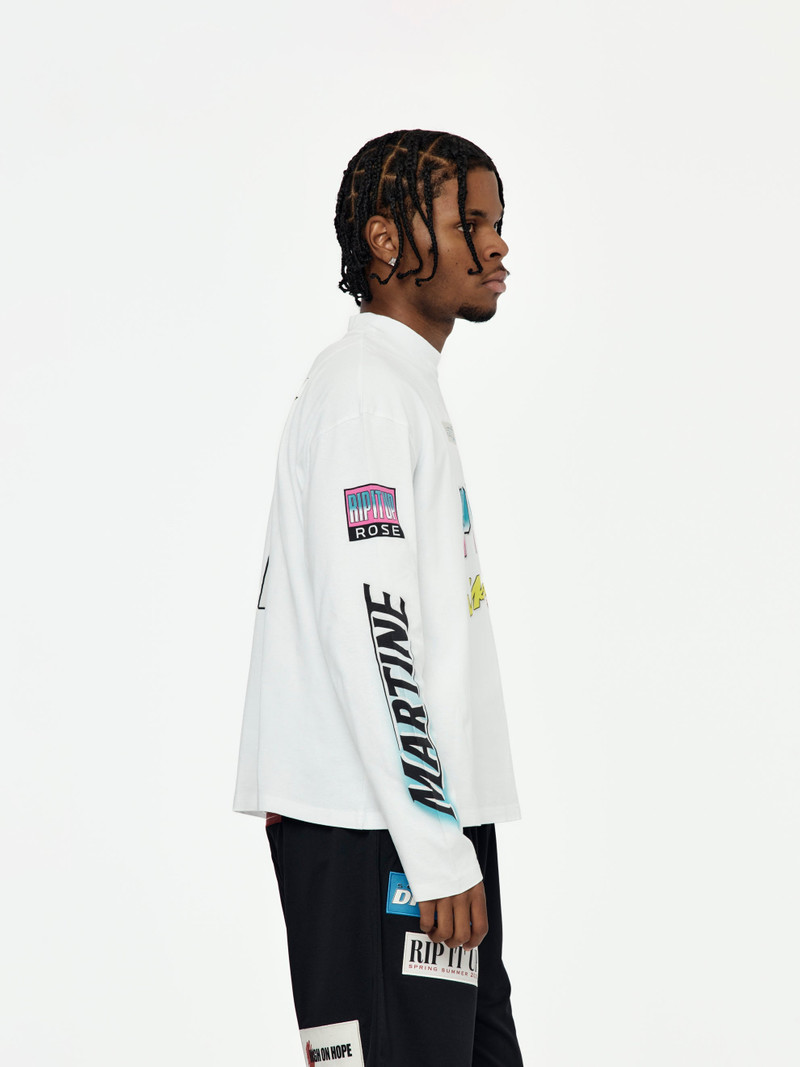 Martine Rose BMX FUNNEL NECK L/S T-SHIRT (WHITE) outlook
